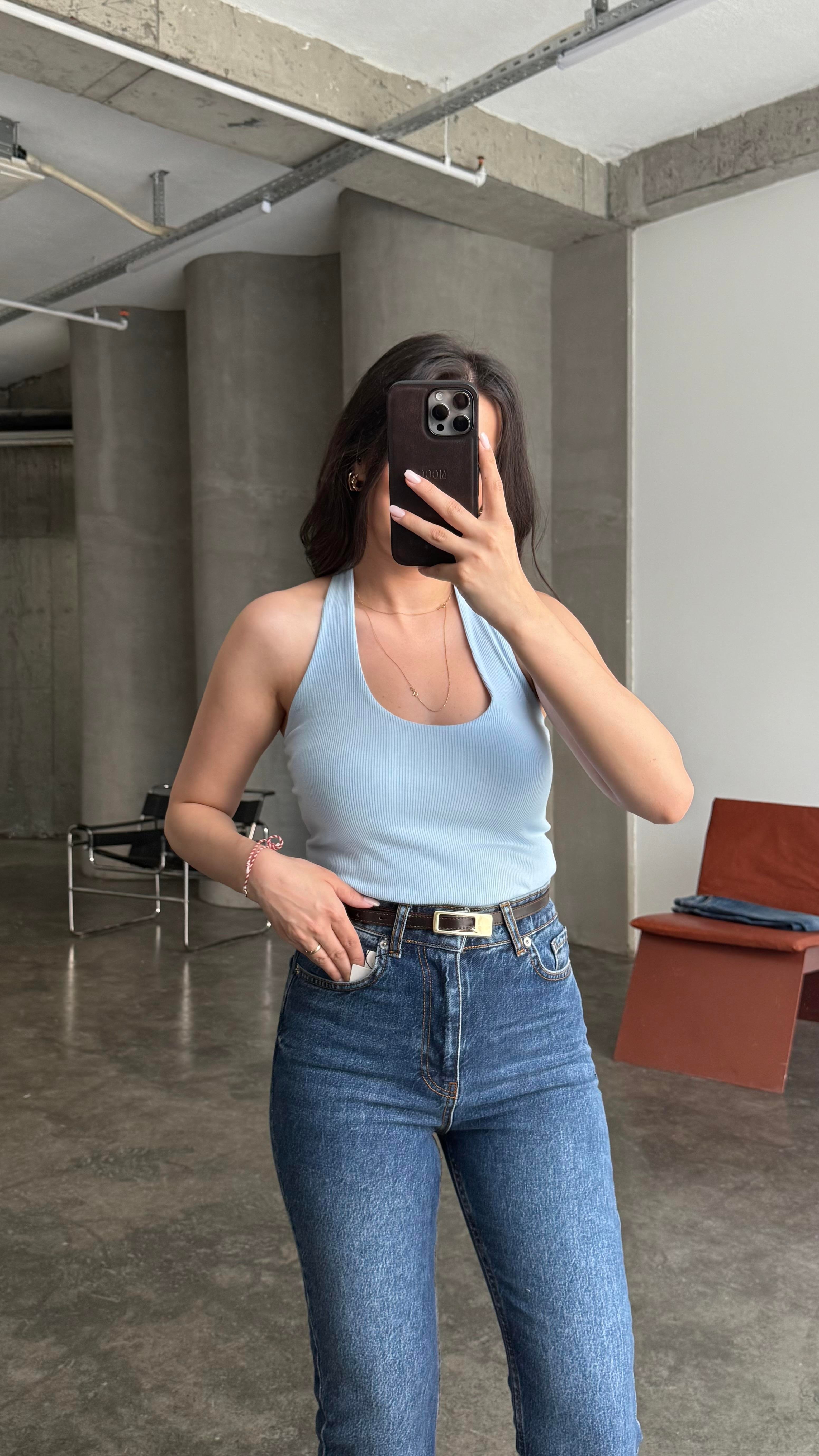 Halter Yaka Soft Mavi