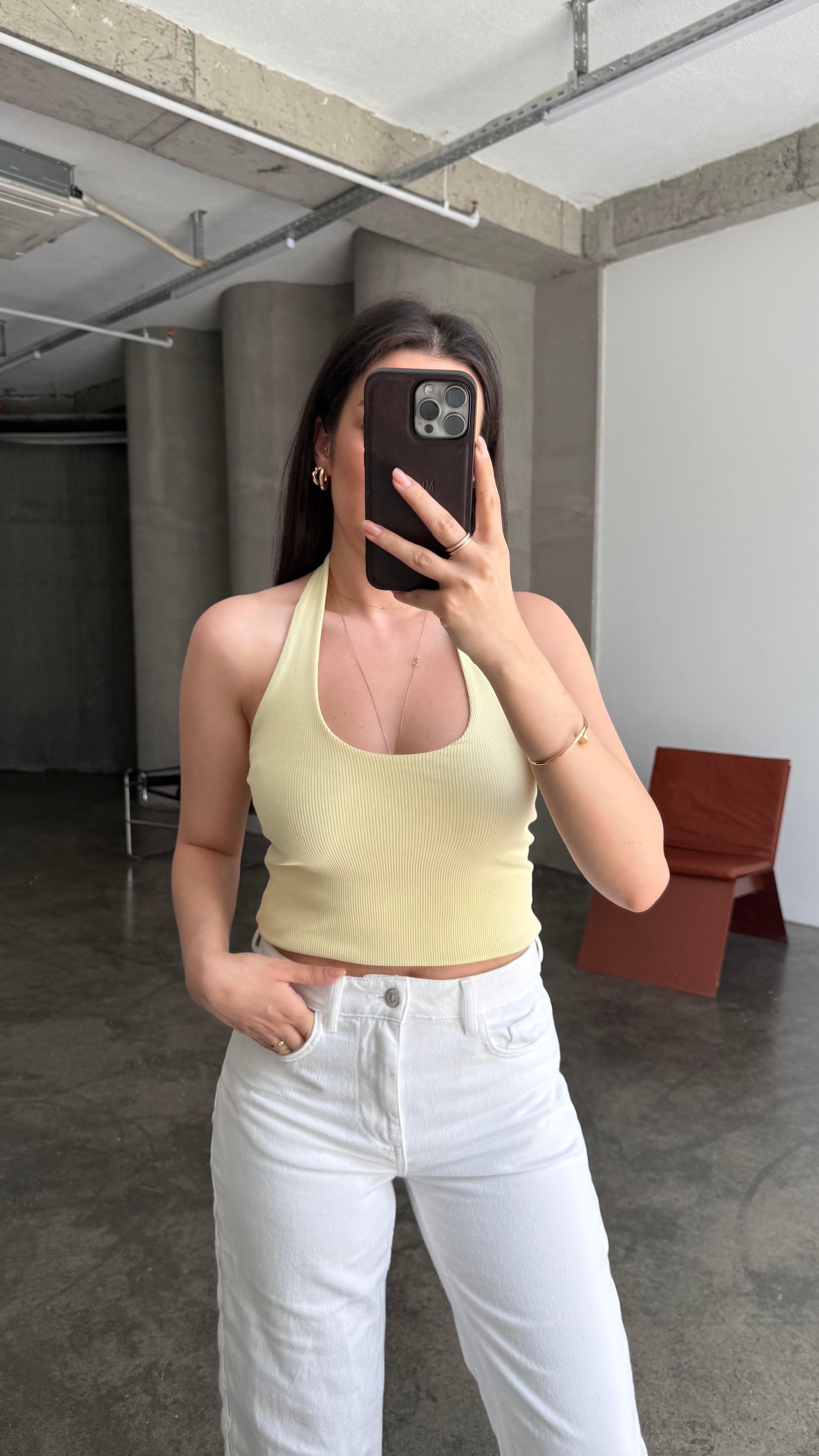 Halter Yaka Soft Sarı