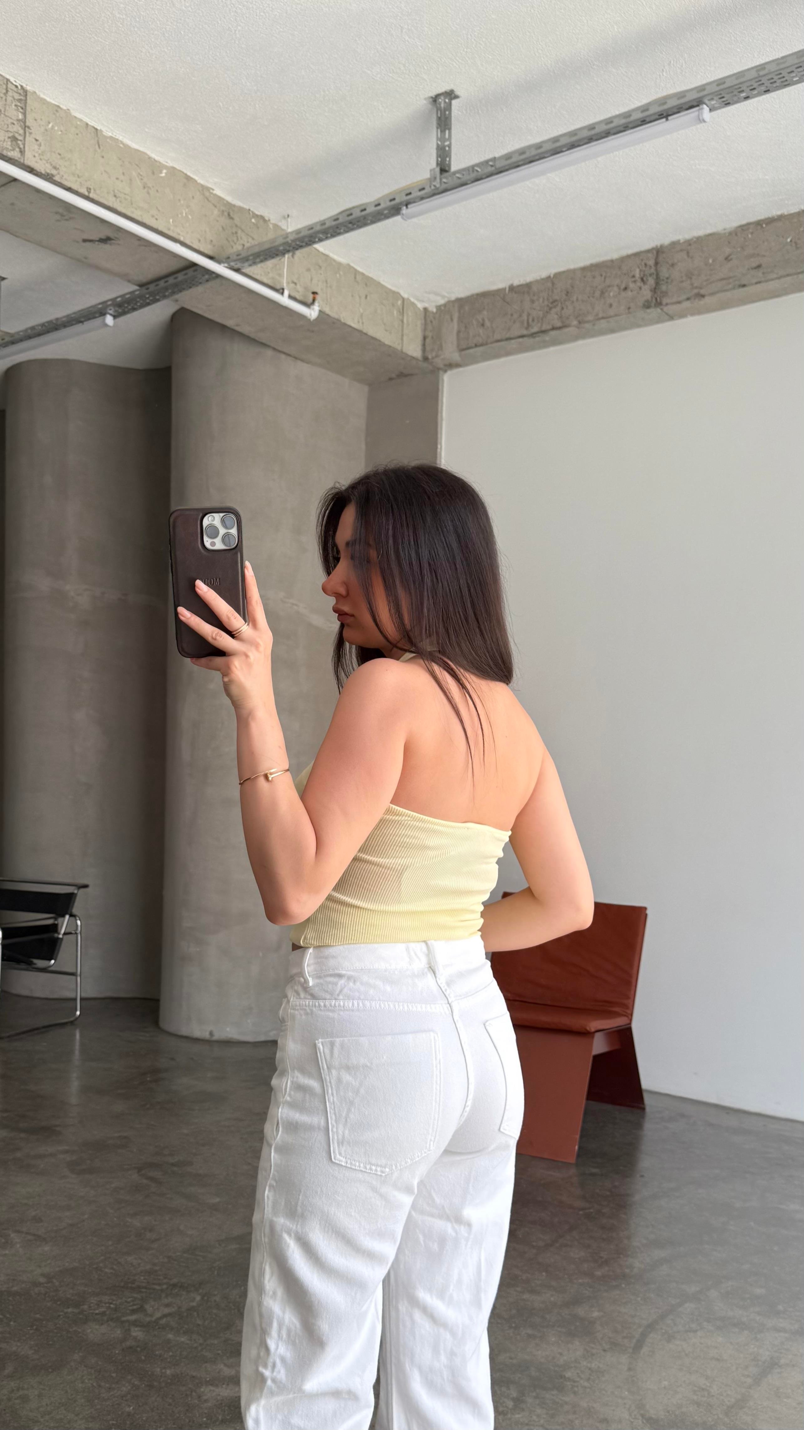 Halter Yaka Soft Sarı