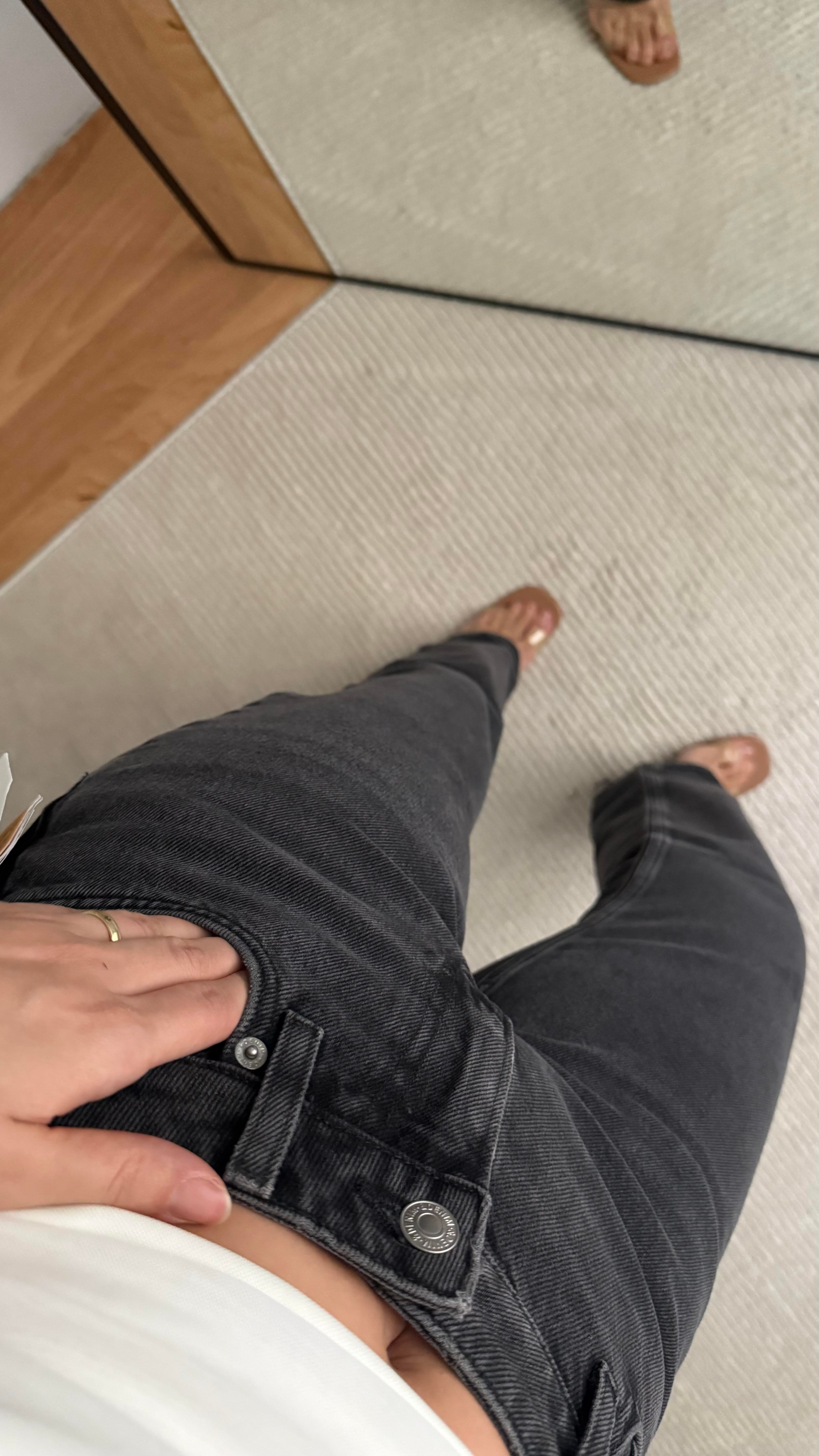 H's Orta Bel Siyah Düz Kesim Jean