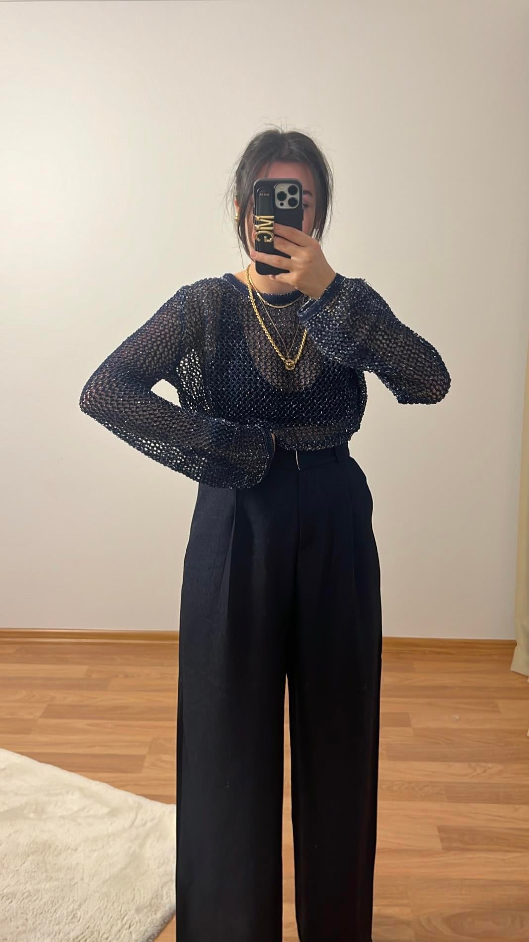 INDIGO AJURLU SİMLİ TRİKO