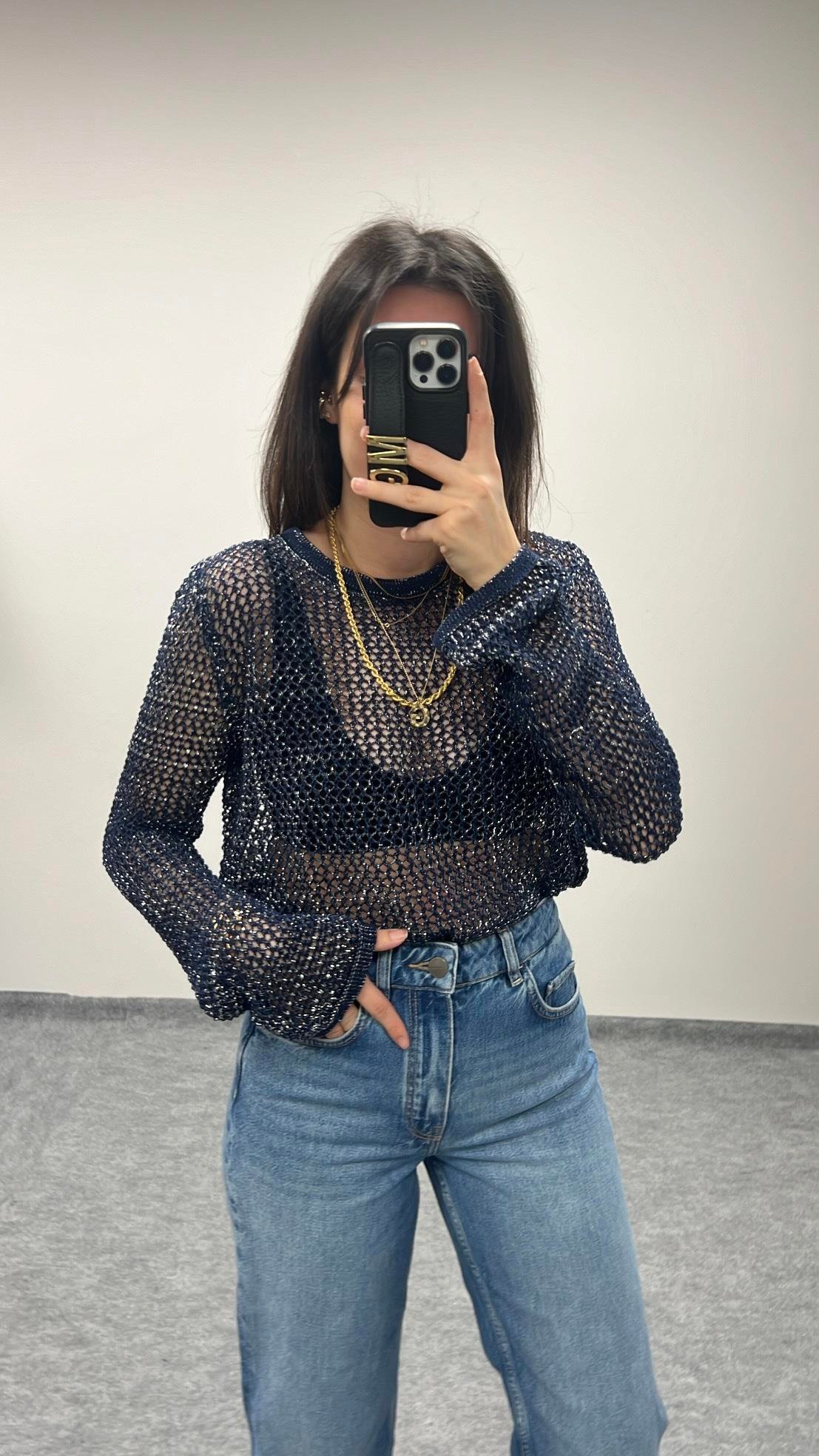 INDIGO AJURLU SİMLİ TRİKO