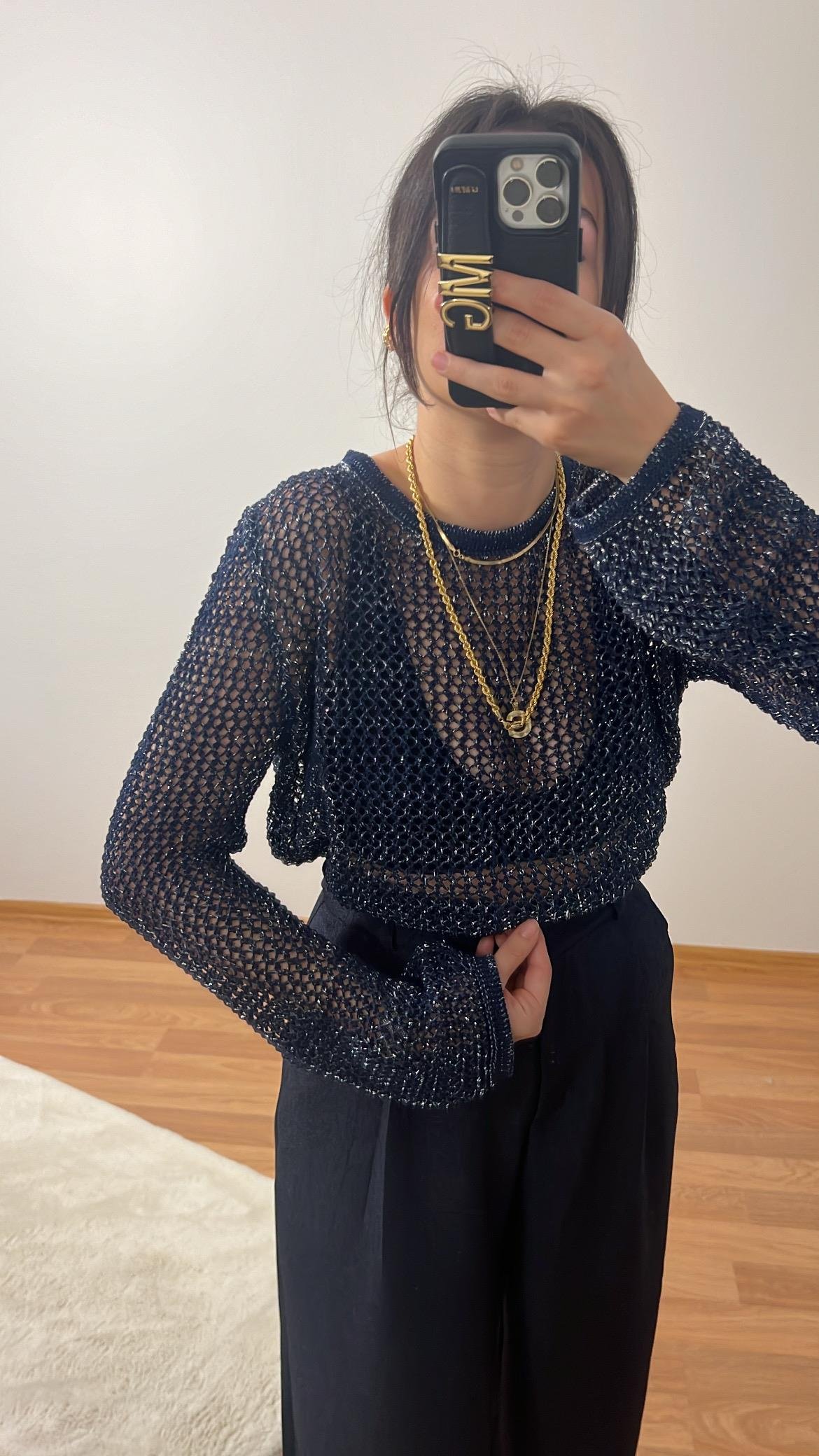 INDIGO AJURLU SİMLİ TRİKO