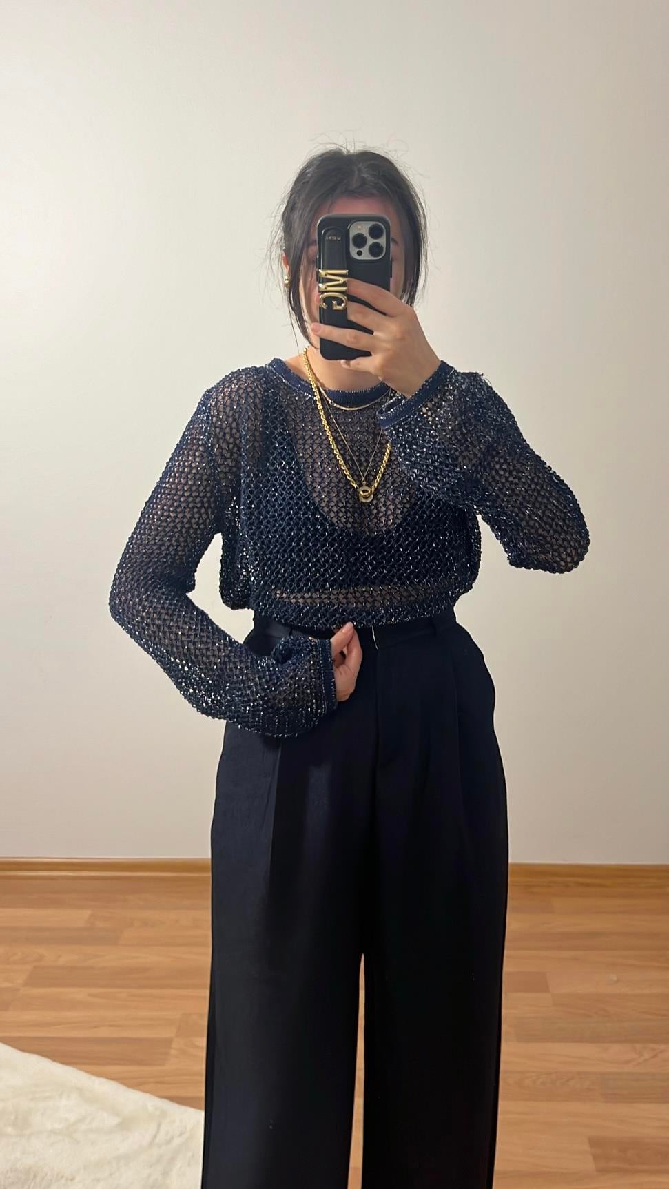 INDIGO AJURLU SİMLİ TRİKO