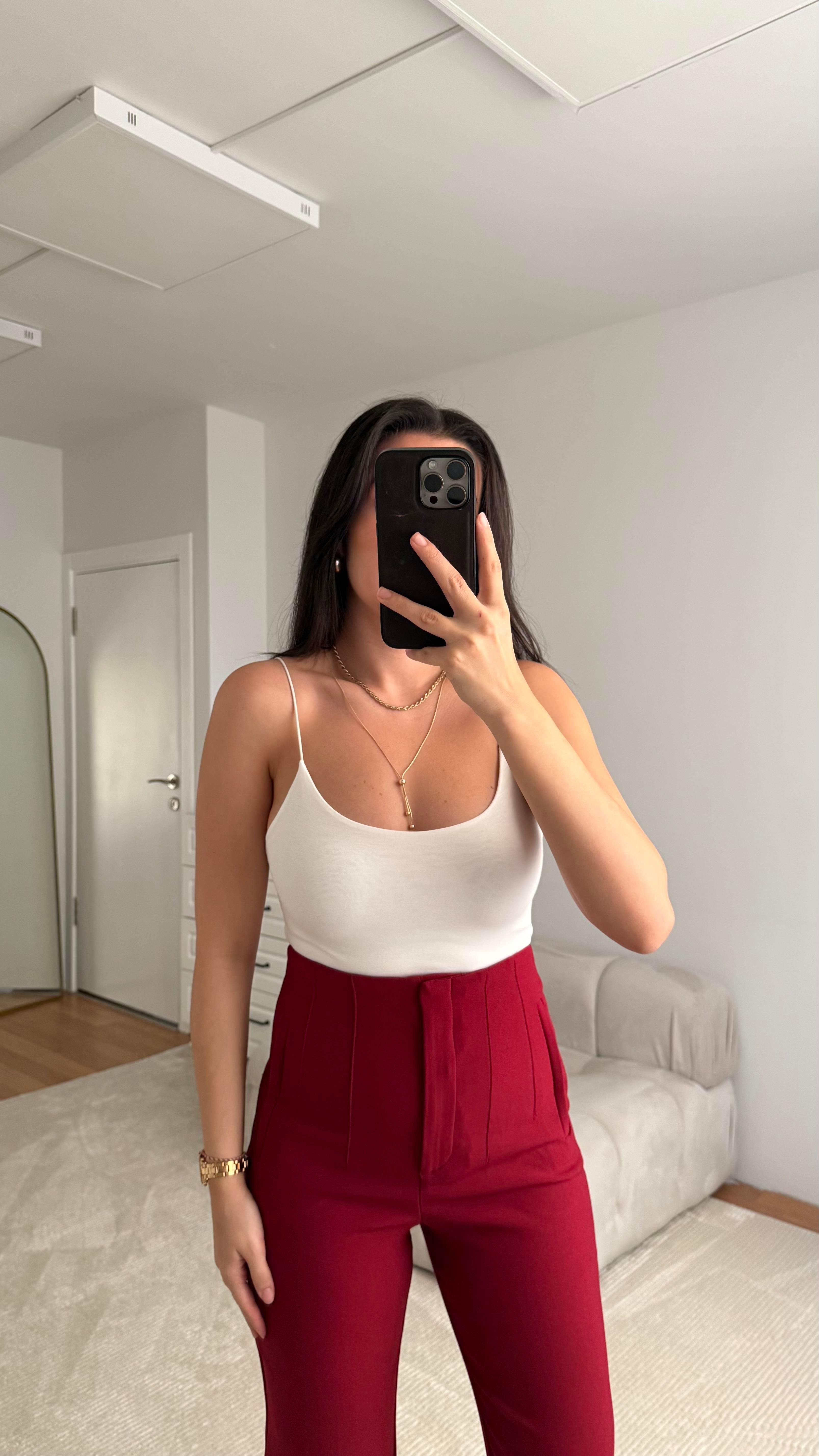 İp Askılı Beyaz Bodysuit