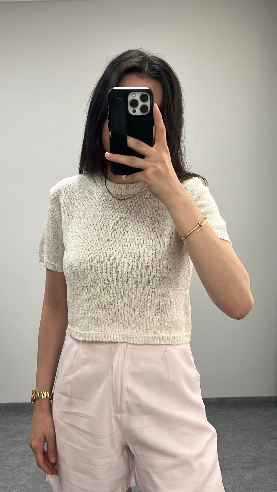 Kio Ekru İnce Triko Basıc