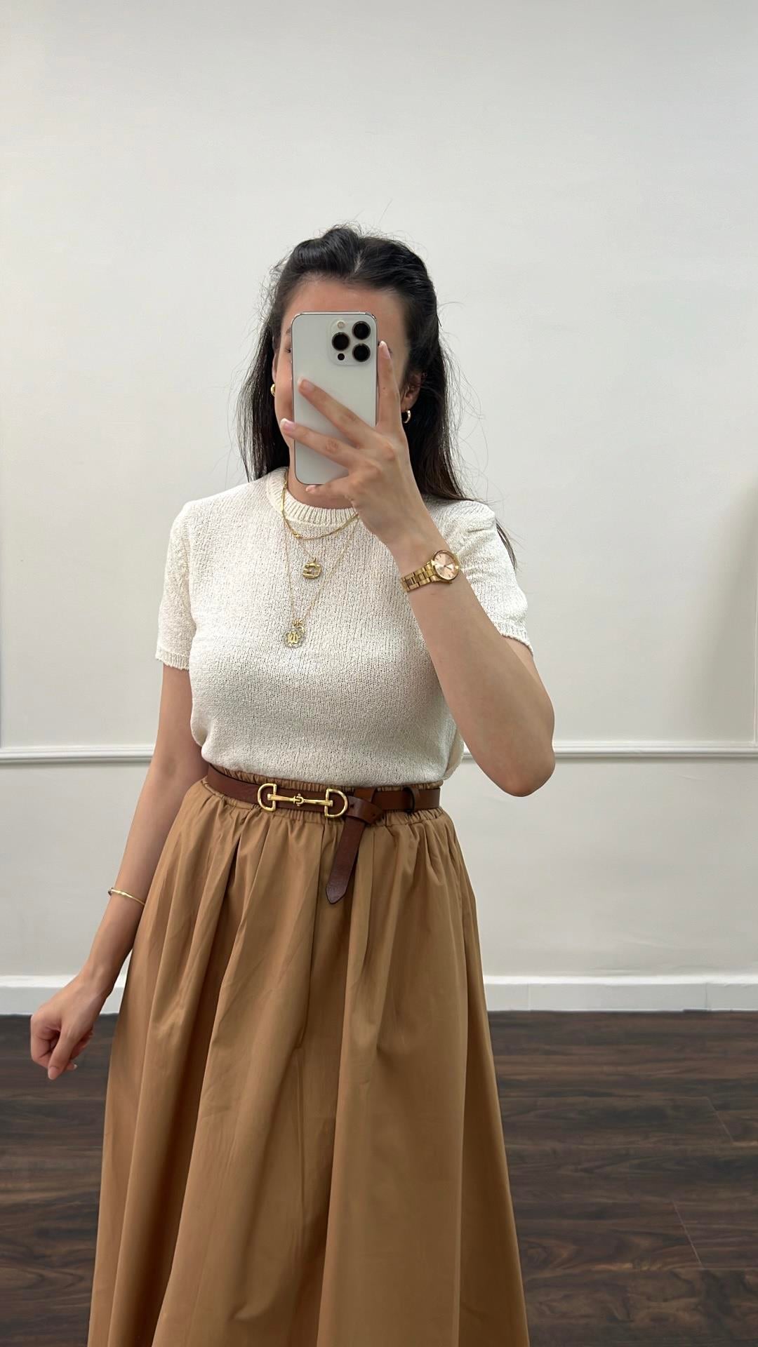 Kio Ekru İnce Triko Basıc