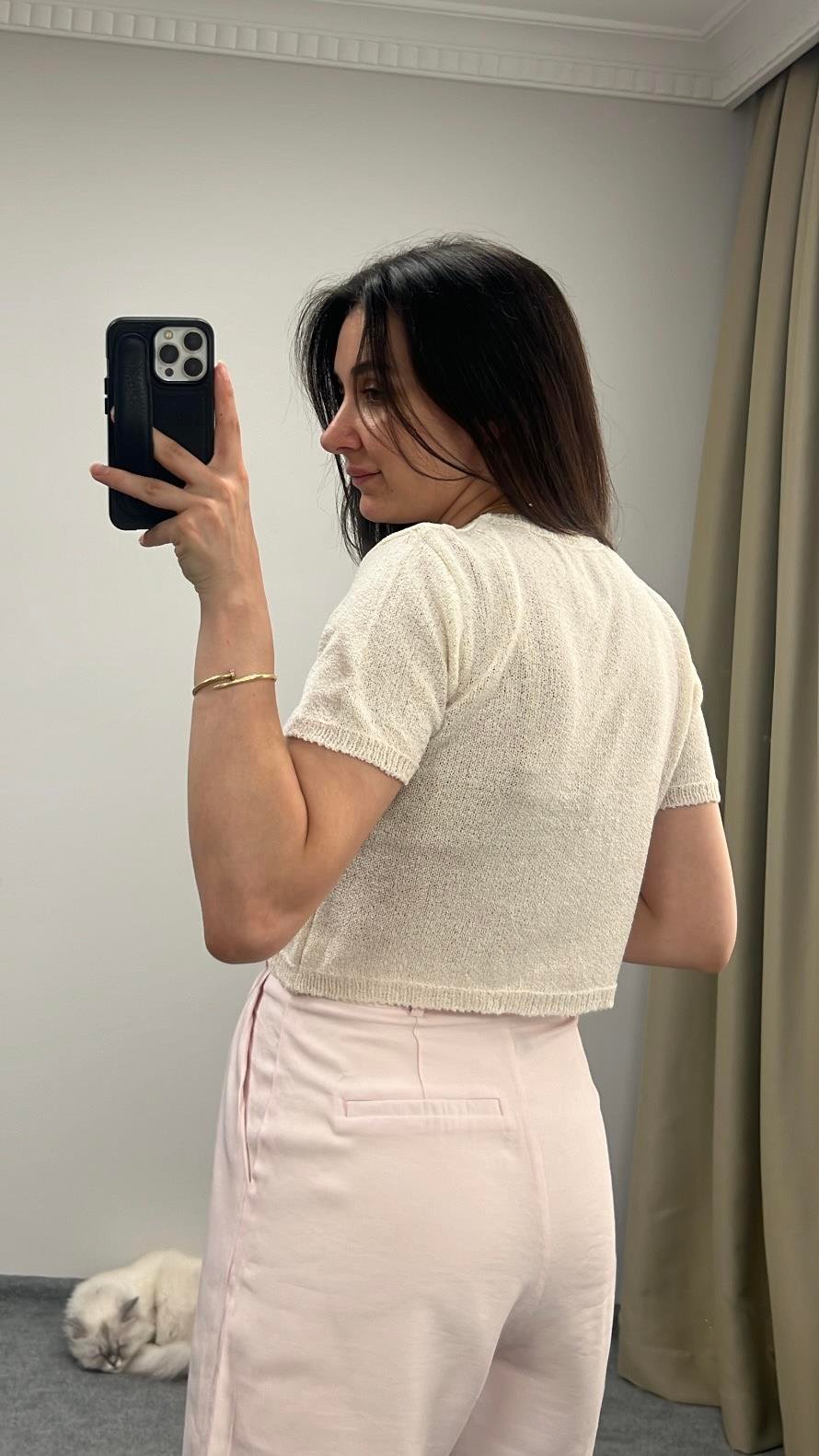 Kio Ekru İnce Triko Basıc