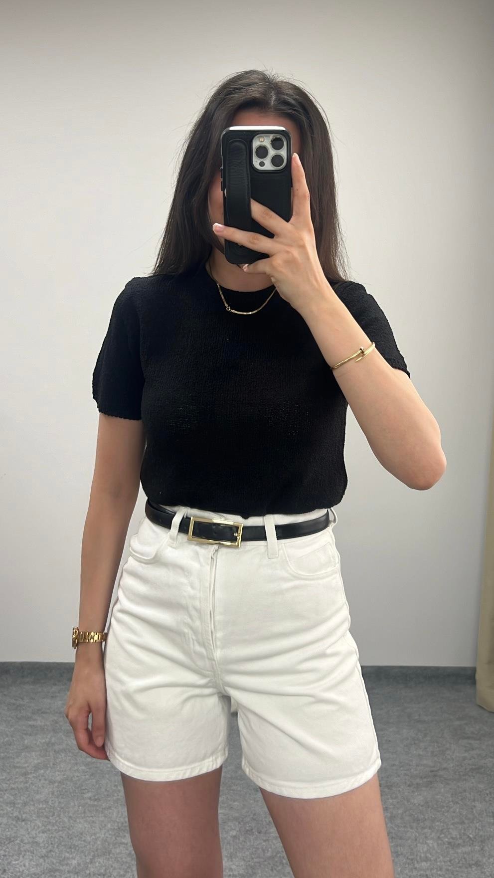 Kio Siyah İnce Triko Basıc