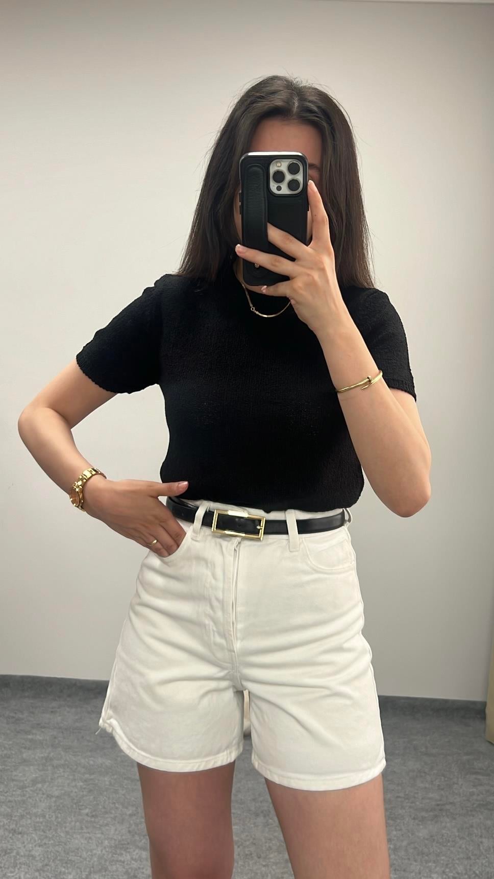 Kio Siyah İnce Triko Basıc