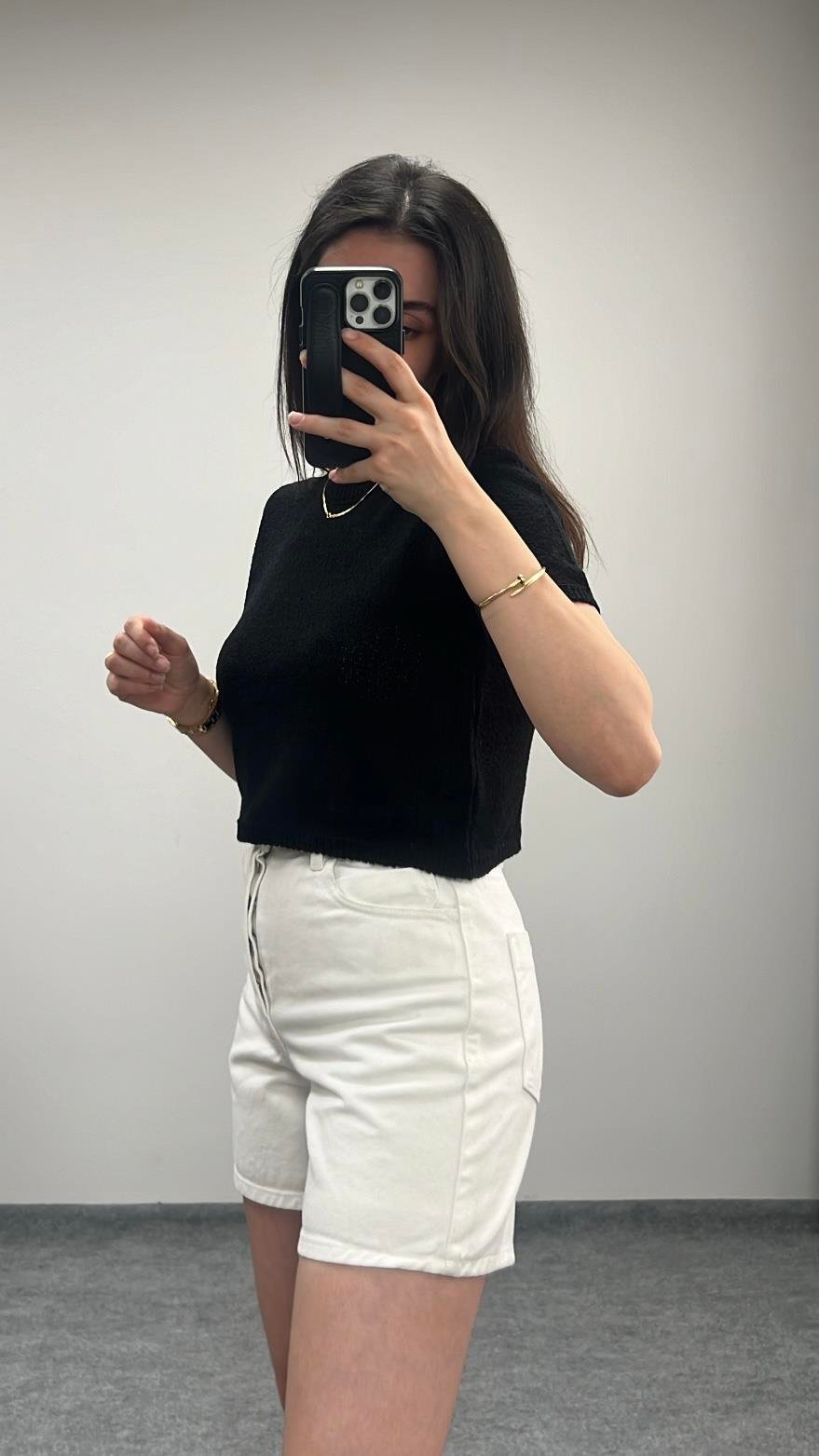 Kio Siyah İnce Triko Basıc