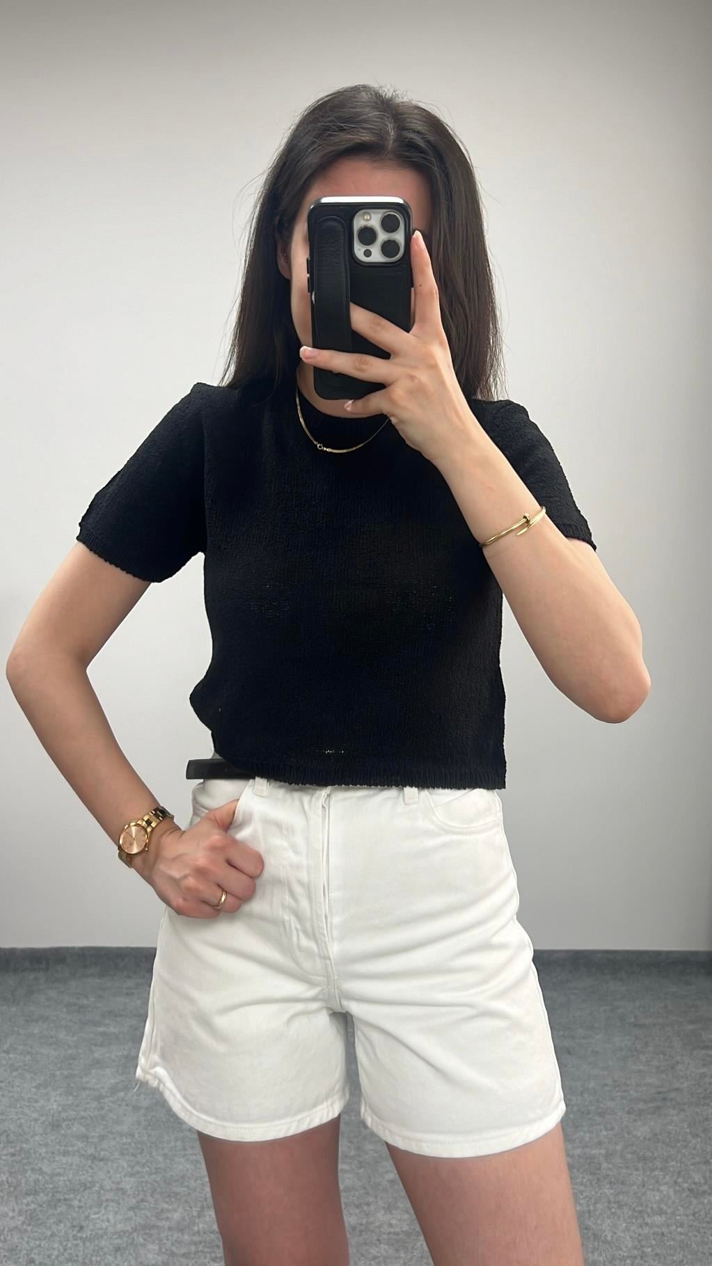 Kio Siyah İnce Triko Basıc