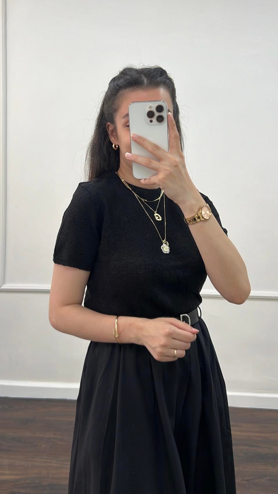 Kio Siyah İnce Triko Basıc