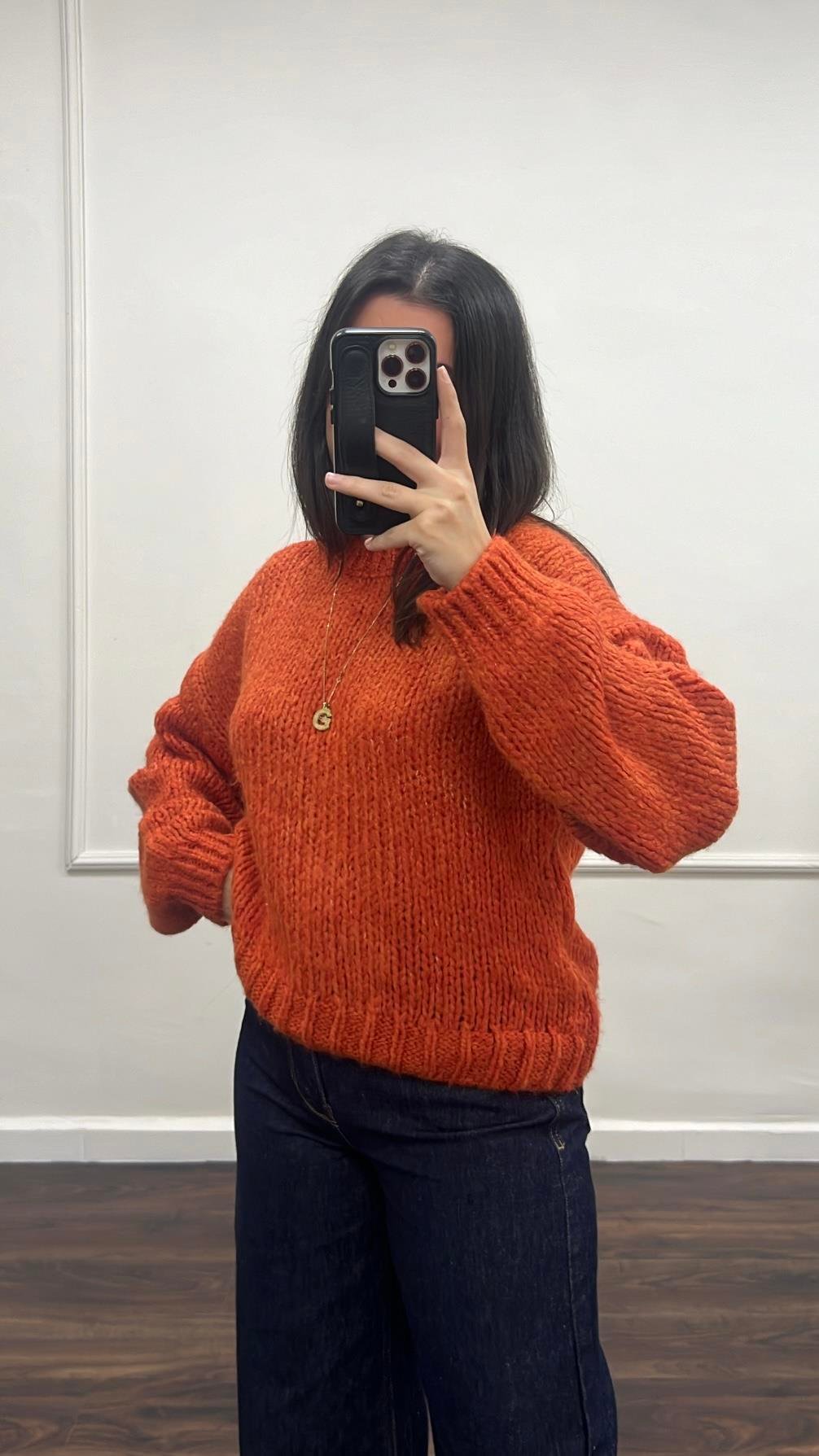 Kiremit Triko Örme Kazak