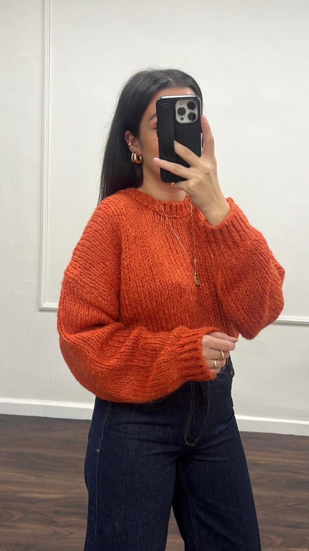 Kiremit Triko Örme Kazak