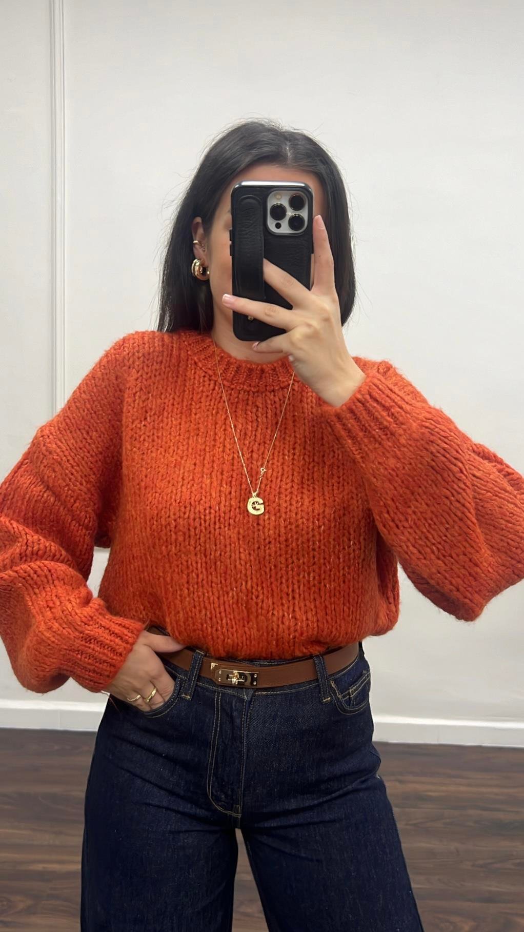 Kiremit Triko Örme Kazak