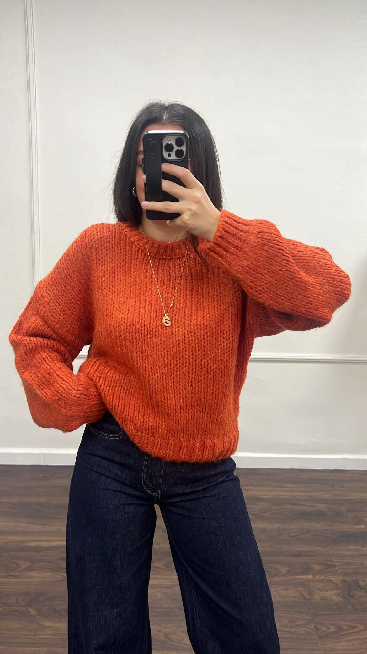 Kiremit Triko Örme Kazak