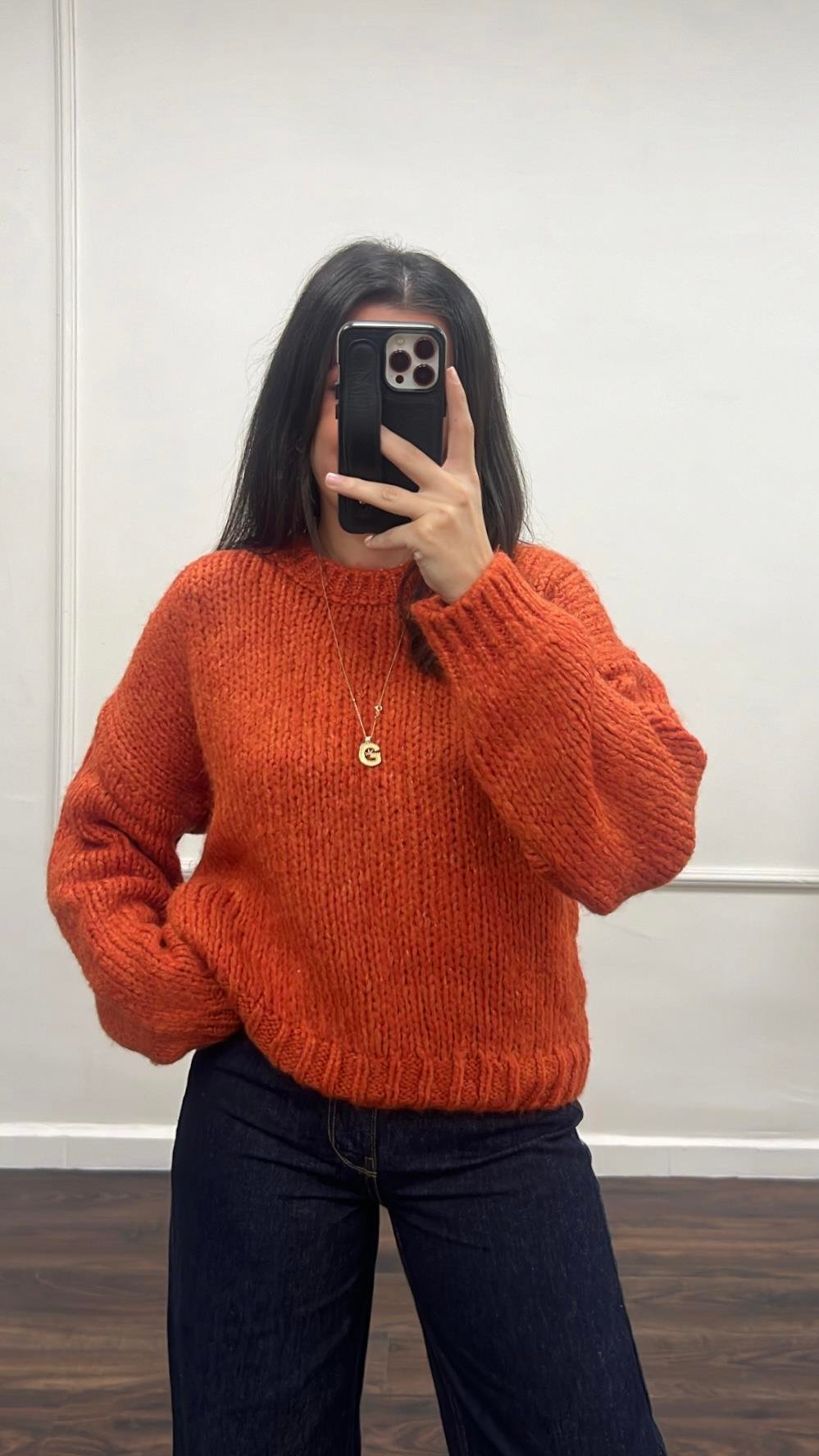 Kiremit Triko Örme Kazak