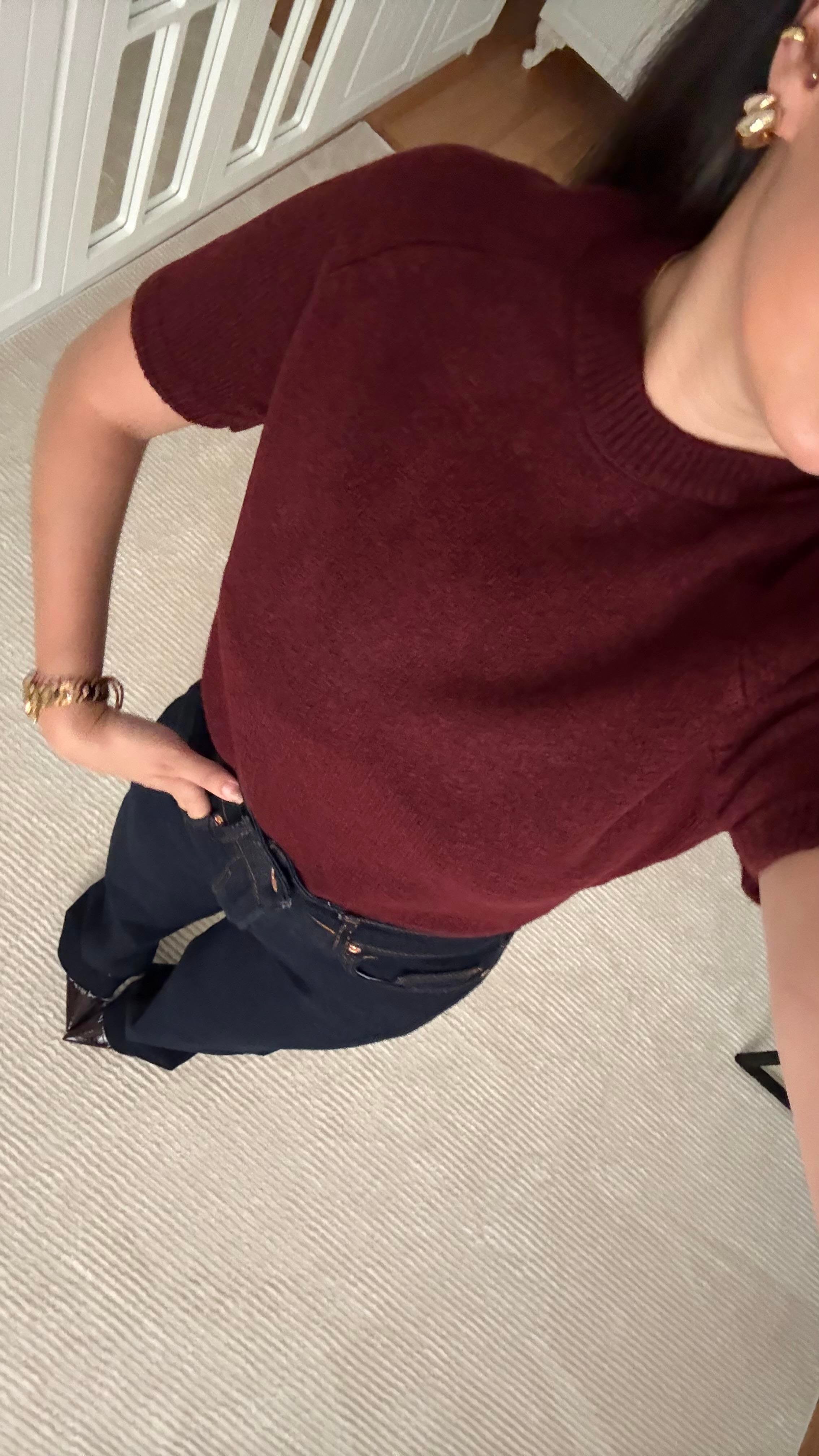 Kısa Kol Bordo Örme Triko