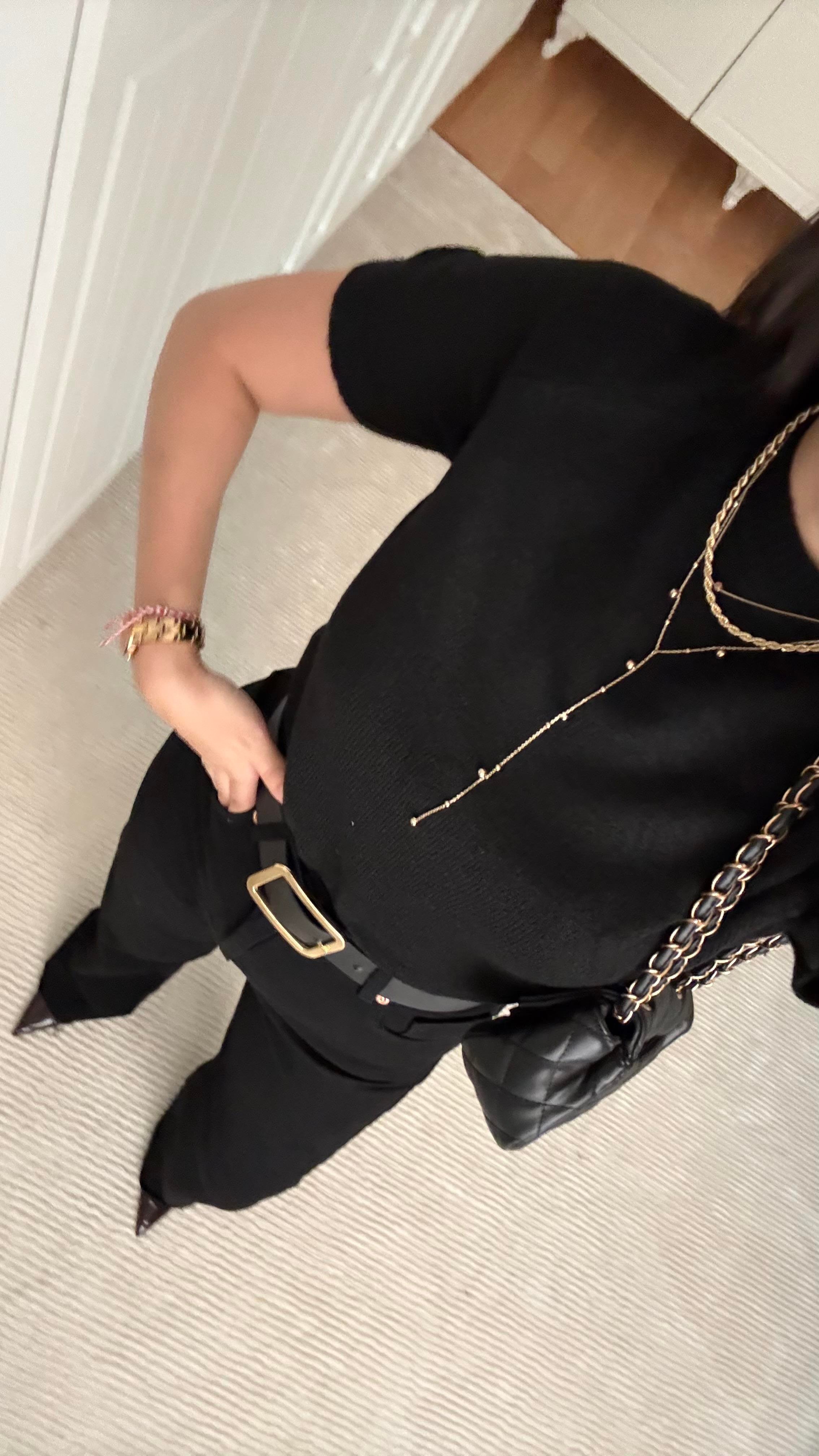 Kısa Kol Siyah Örme Triko