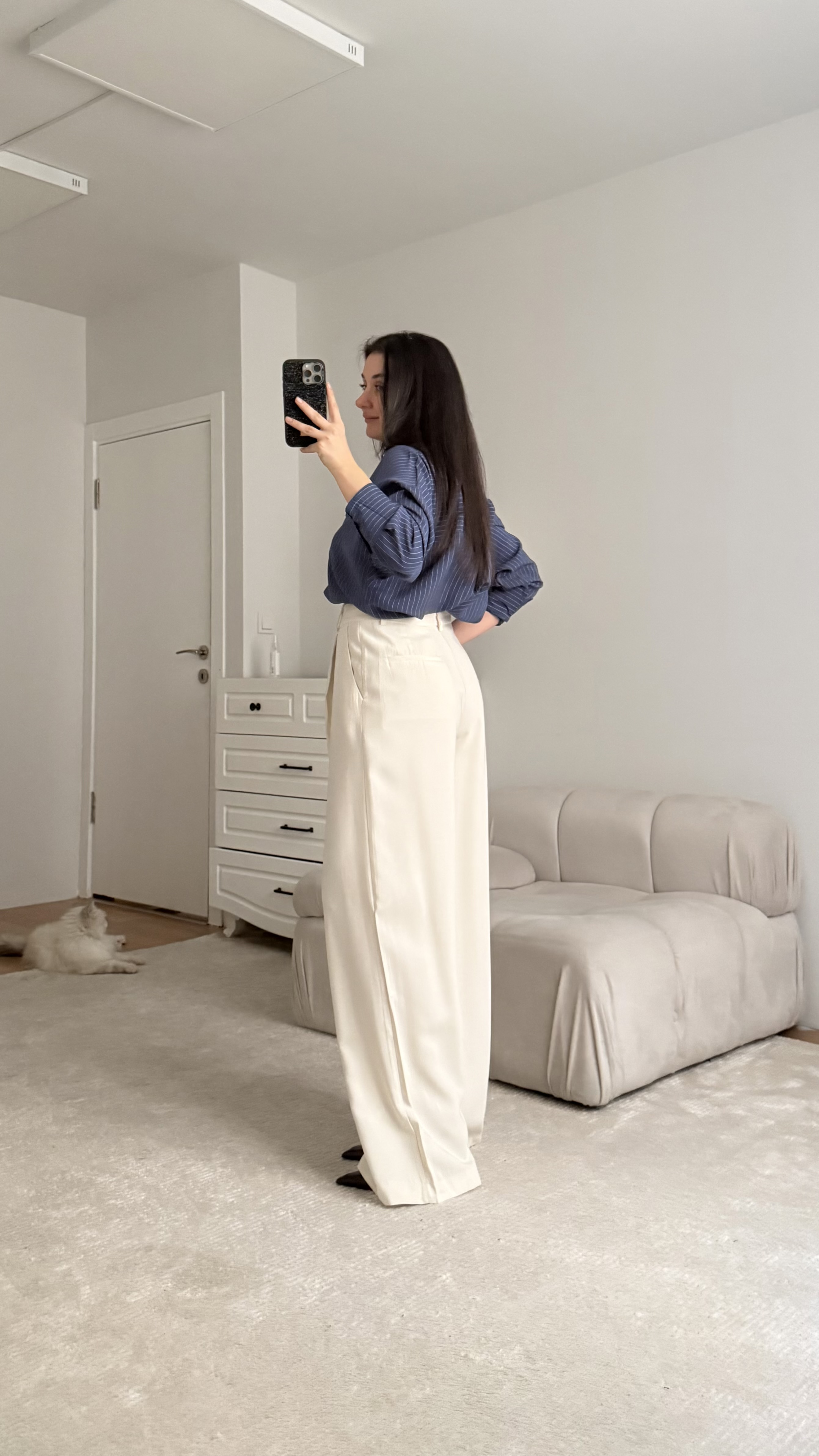 Krem Palazzo Pantolon