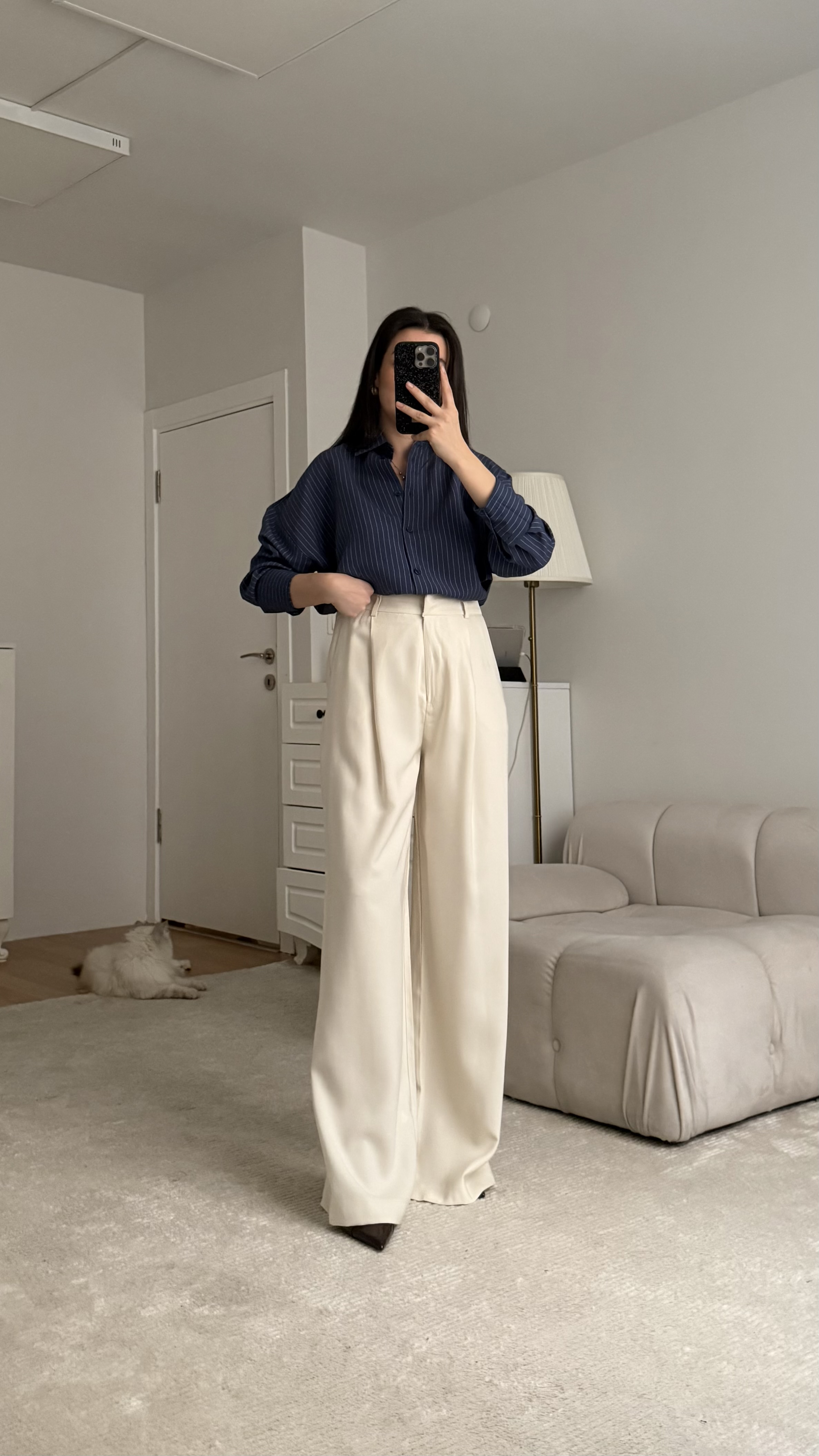 Krem Palazzo Pantolon