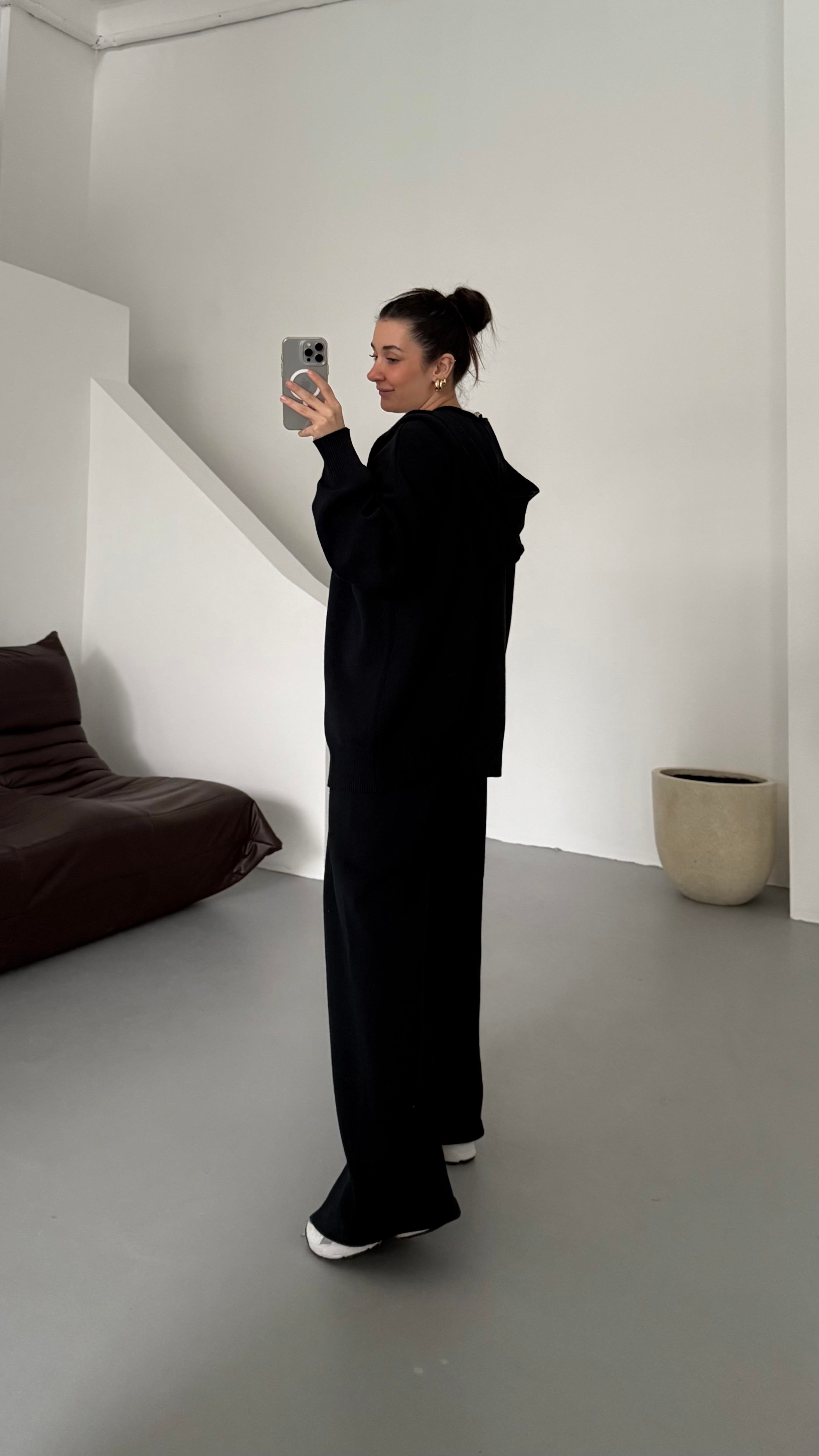 Lacivert Çift Fermuar Çelik Örme Takım