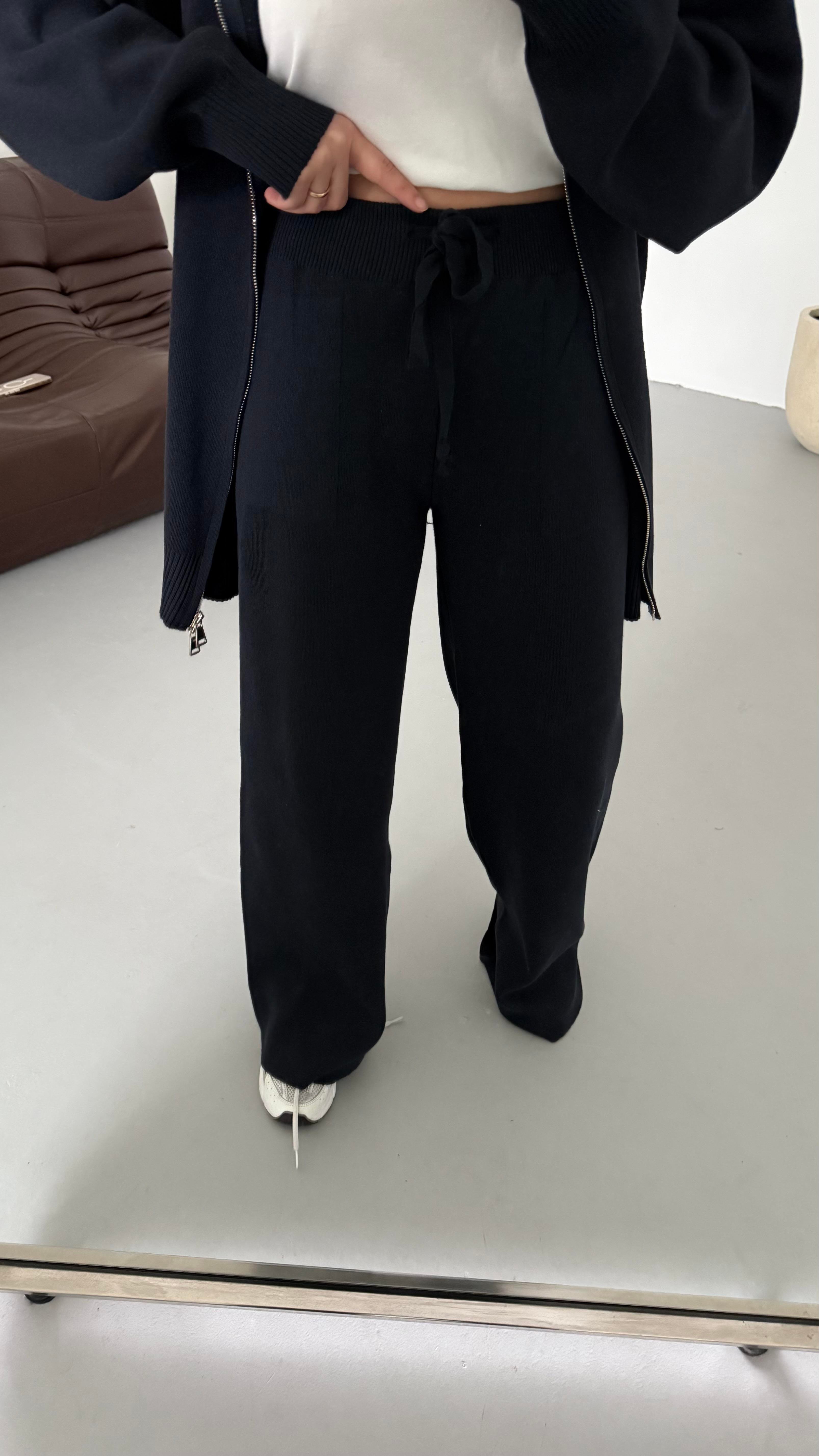 Lacivert Çift Fermuar Çelik Örme Takım