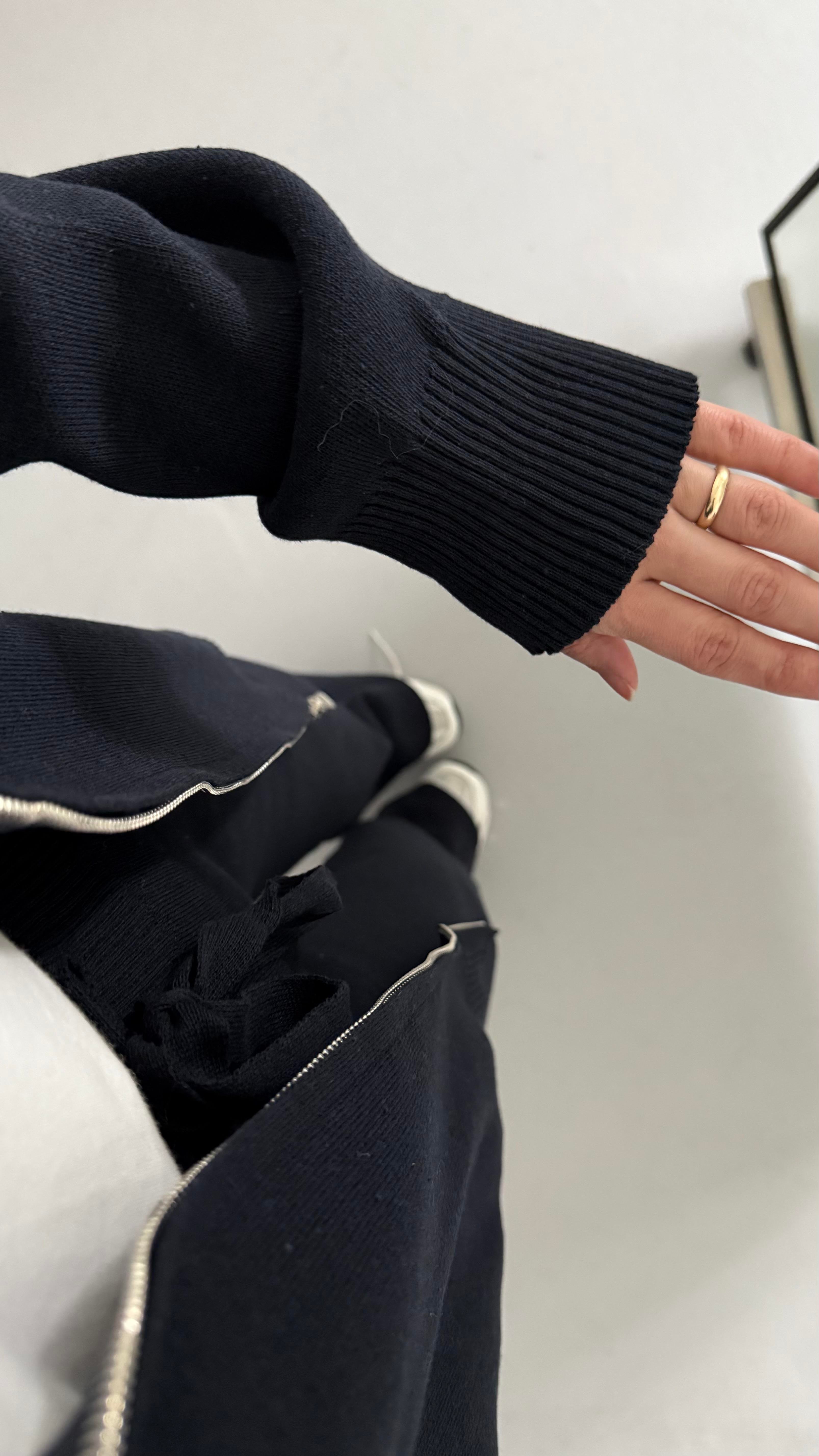 Lacivert Çift Fermuar Çelik Örme Takım