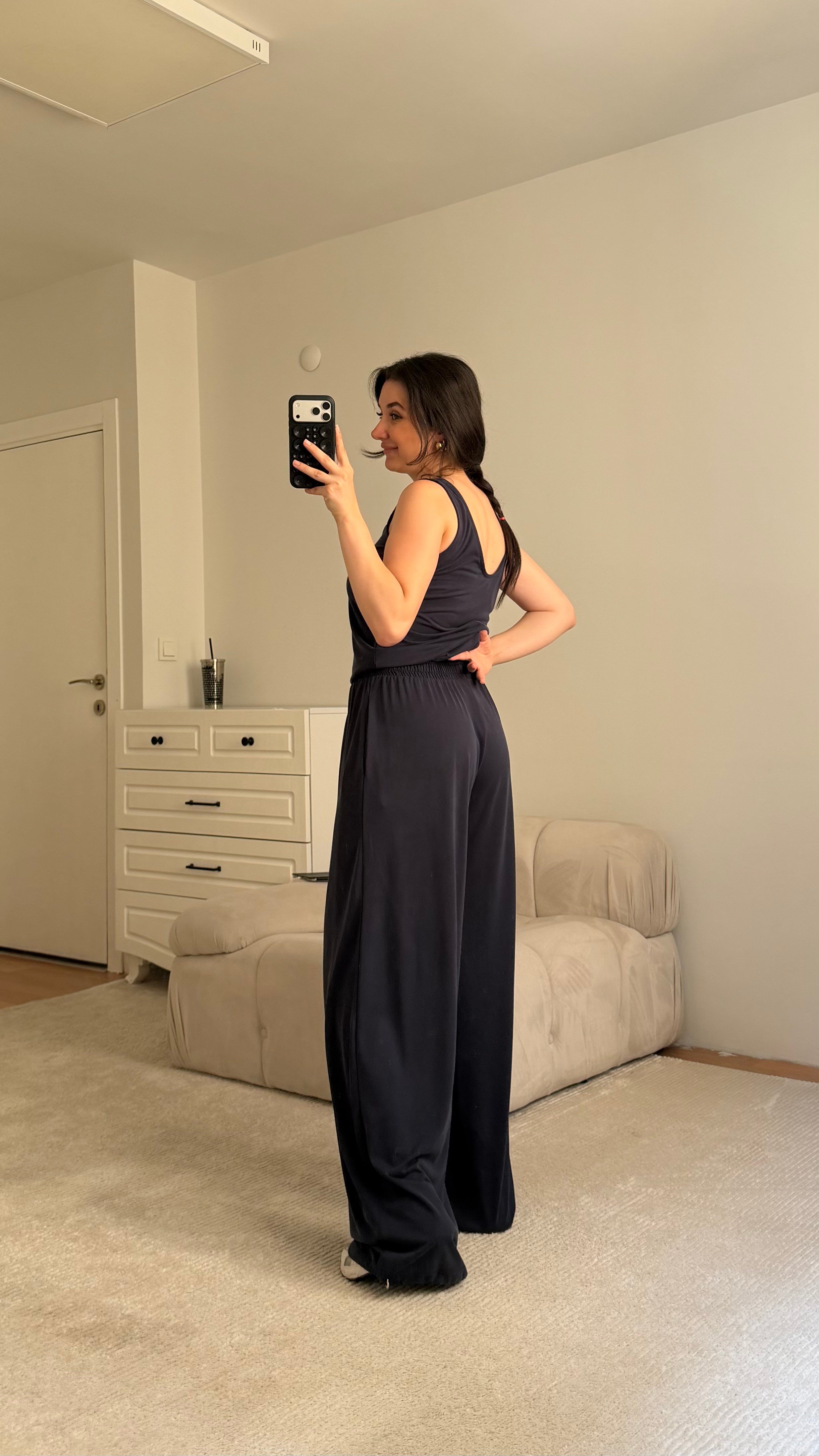 Lacivert Pamuklu Paça Detay Atlet Takım