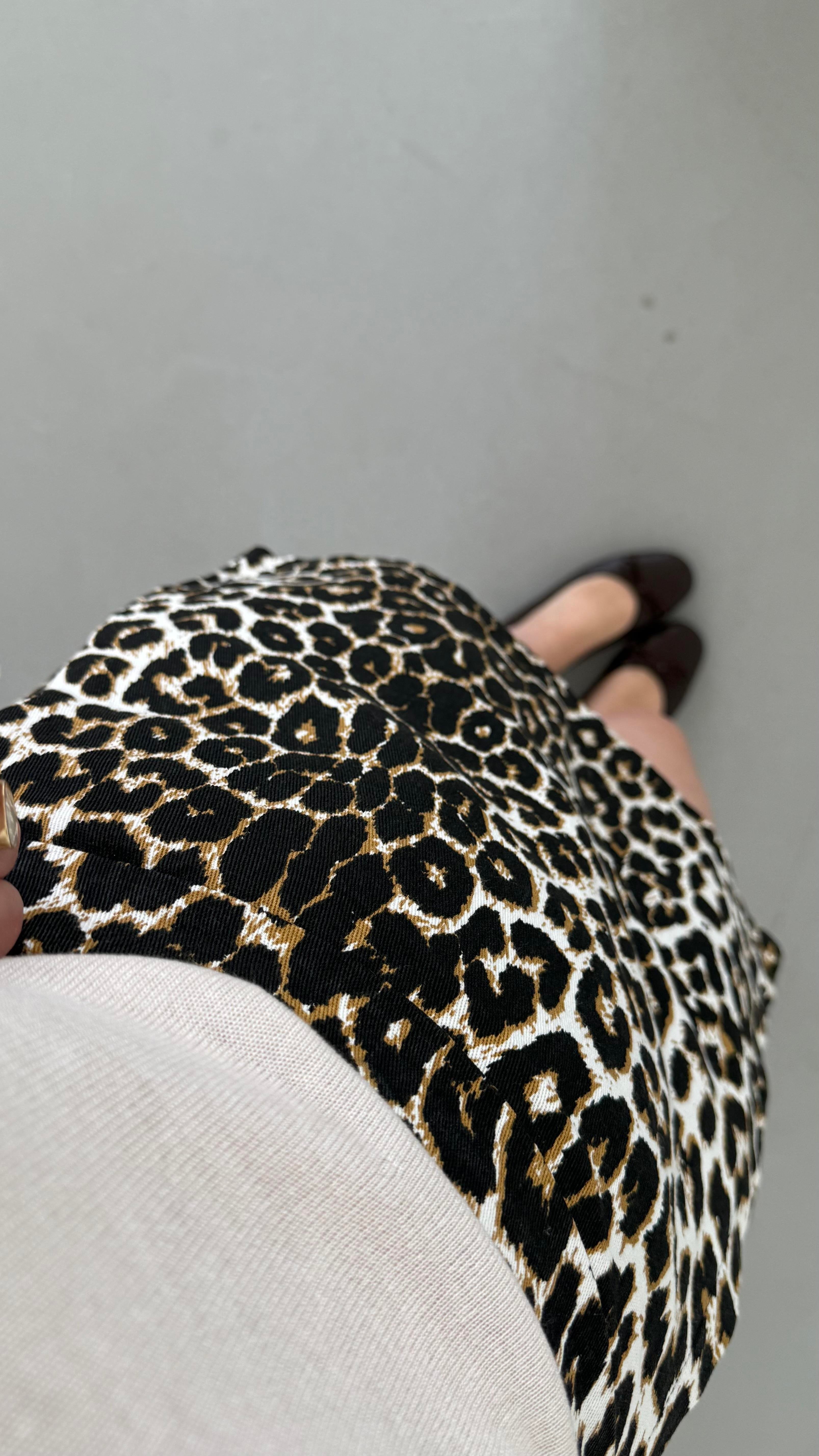 Leopar Desen Şort Etek