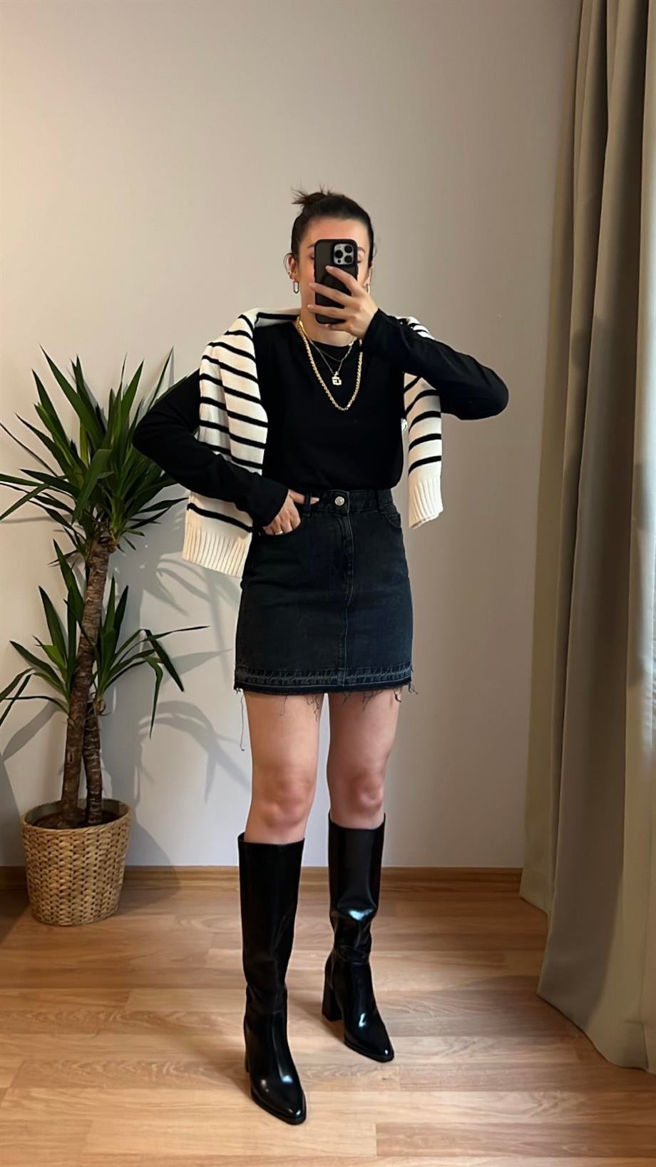 LİNY ANTRASİT DENİM ETEK