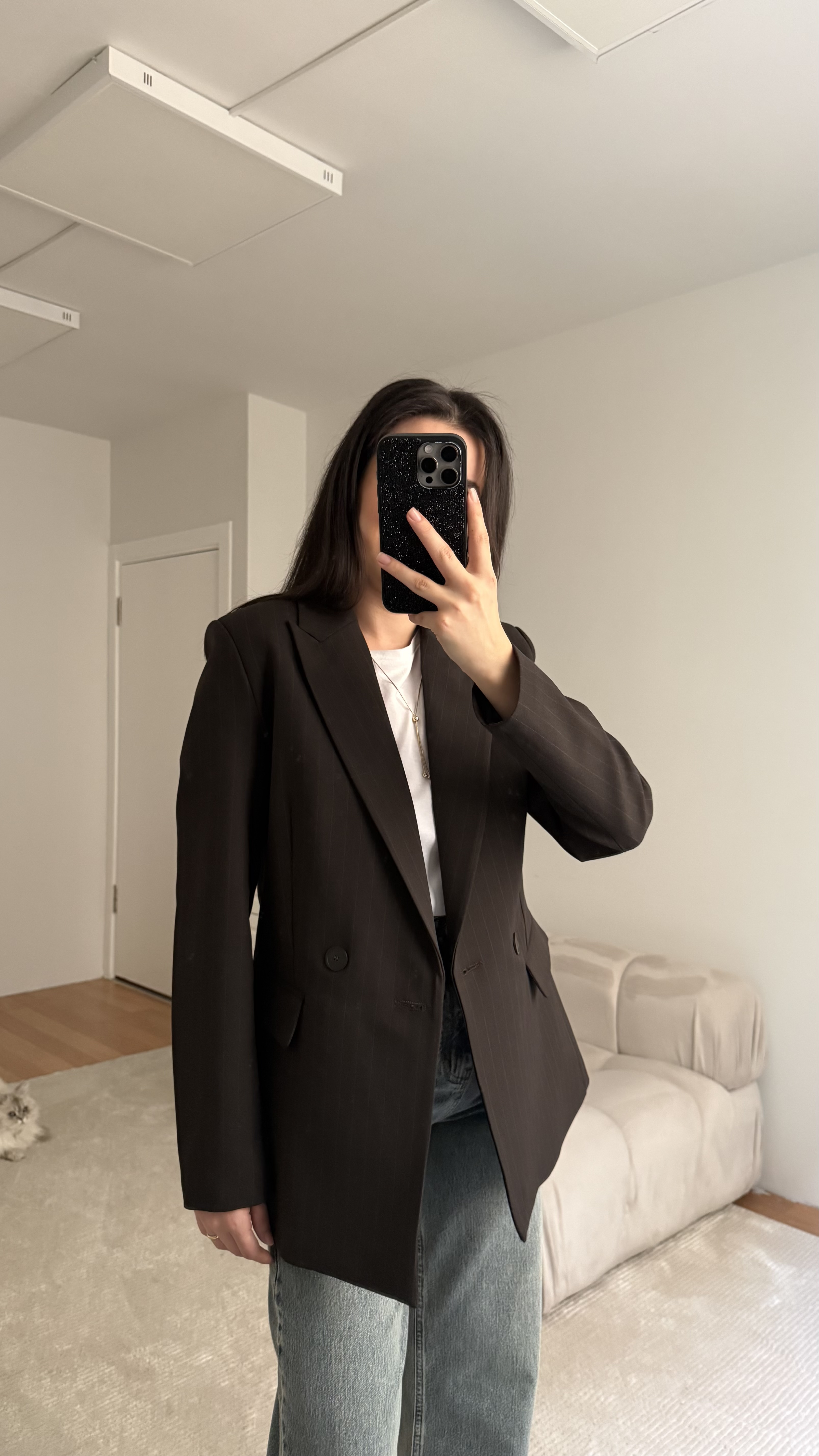 Mad Acı Kahve Çizgili Premium Blazer Ceket 