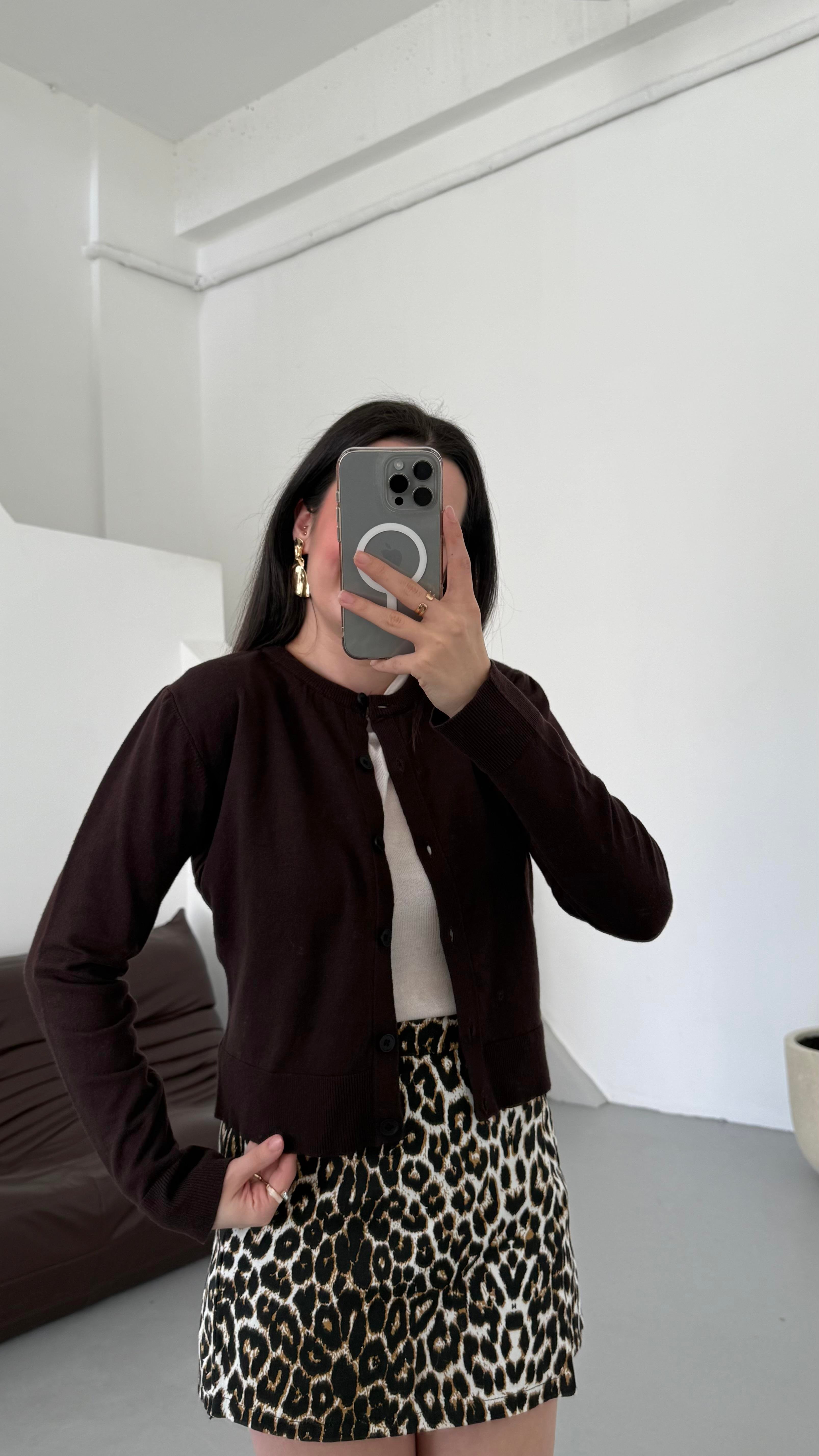 Mad Acı Kahve Dokulu Basıc Triko Hırka