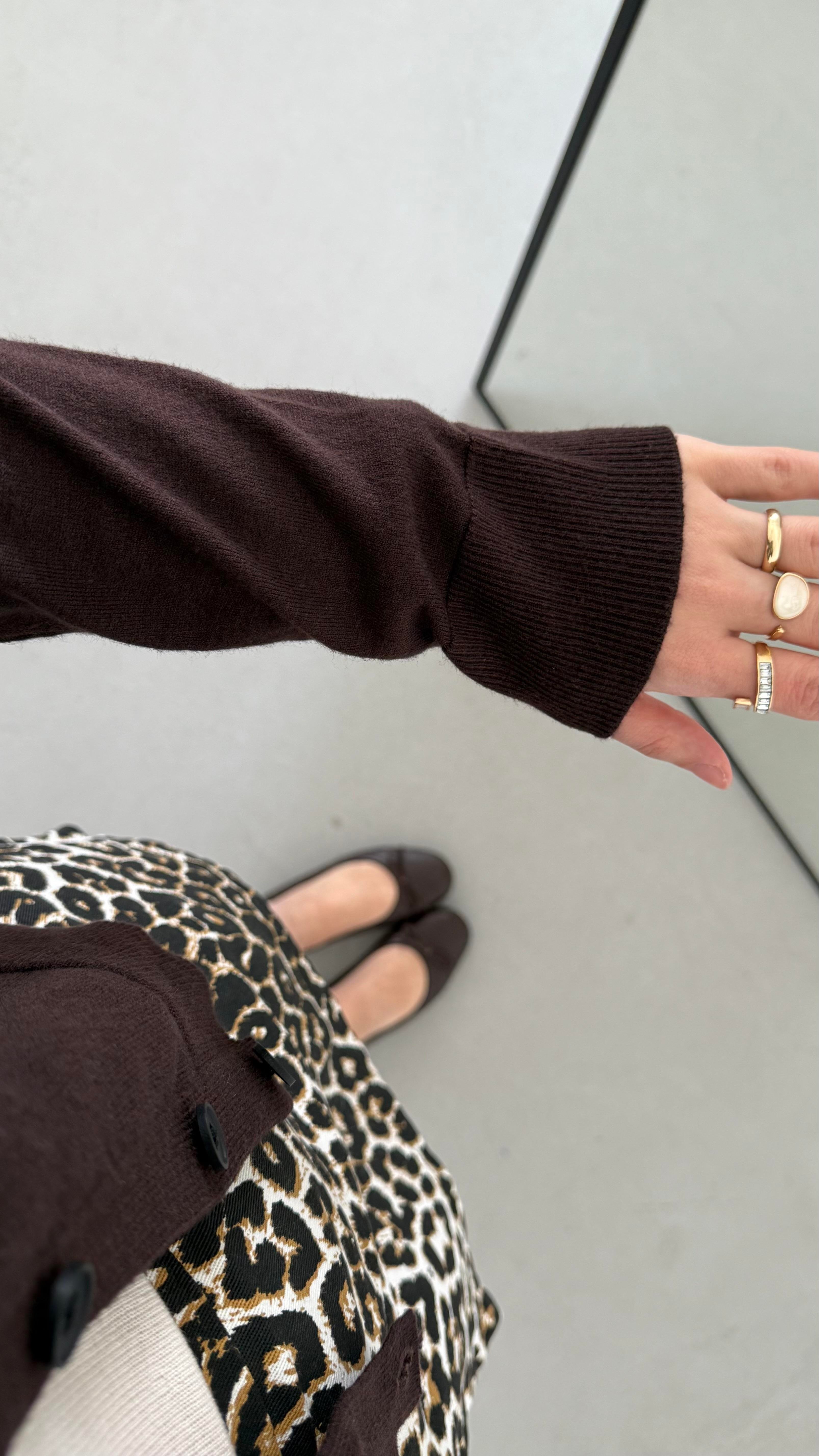 Mad Acı Kahve Dokulu Basıc Triko Hırka