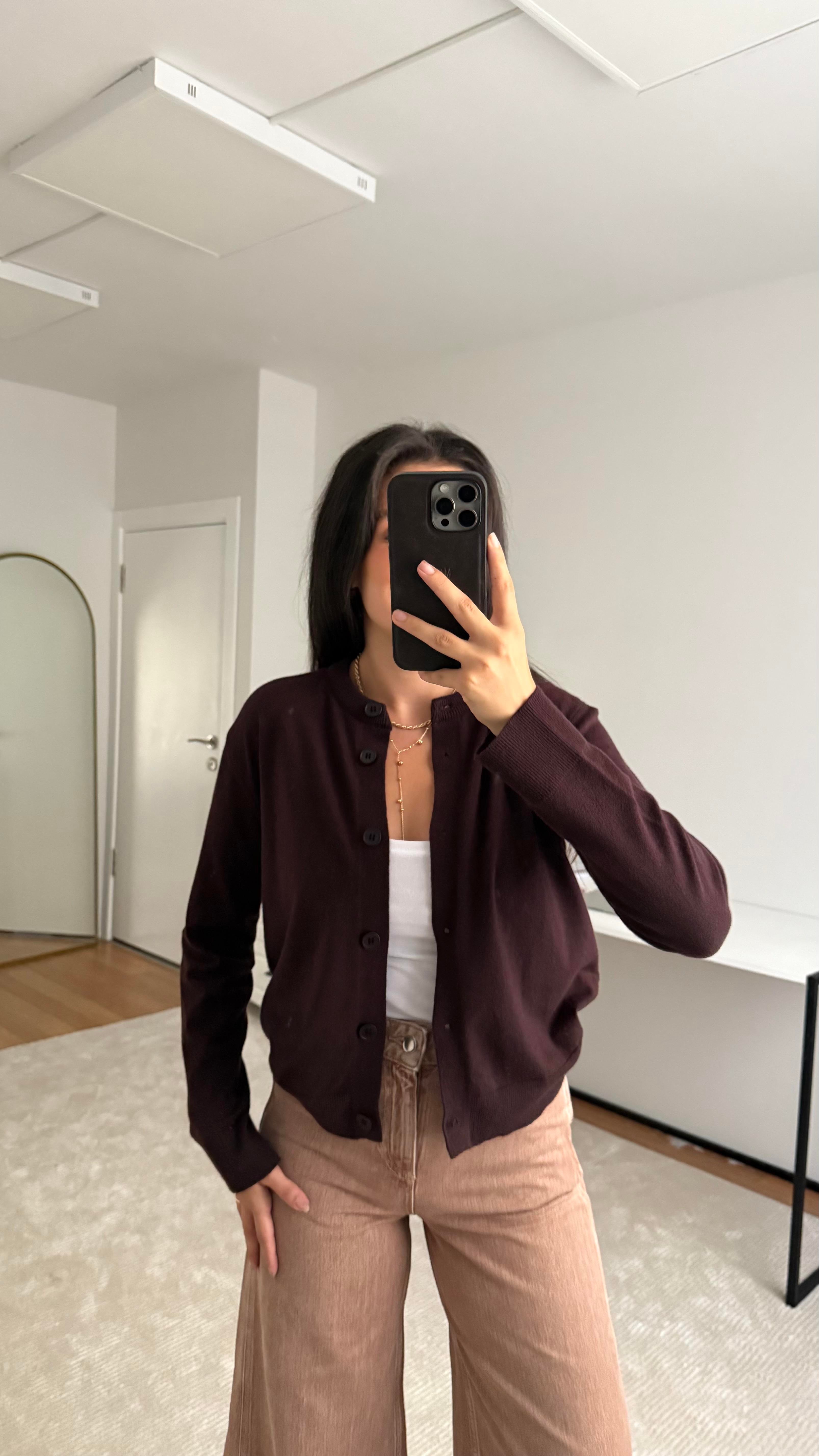 Mad Acı Kahve Dokulu Basıc Triko Hırka