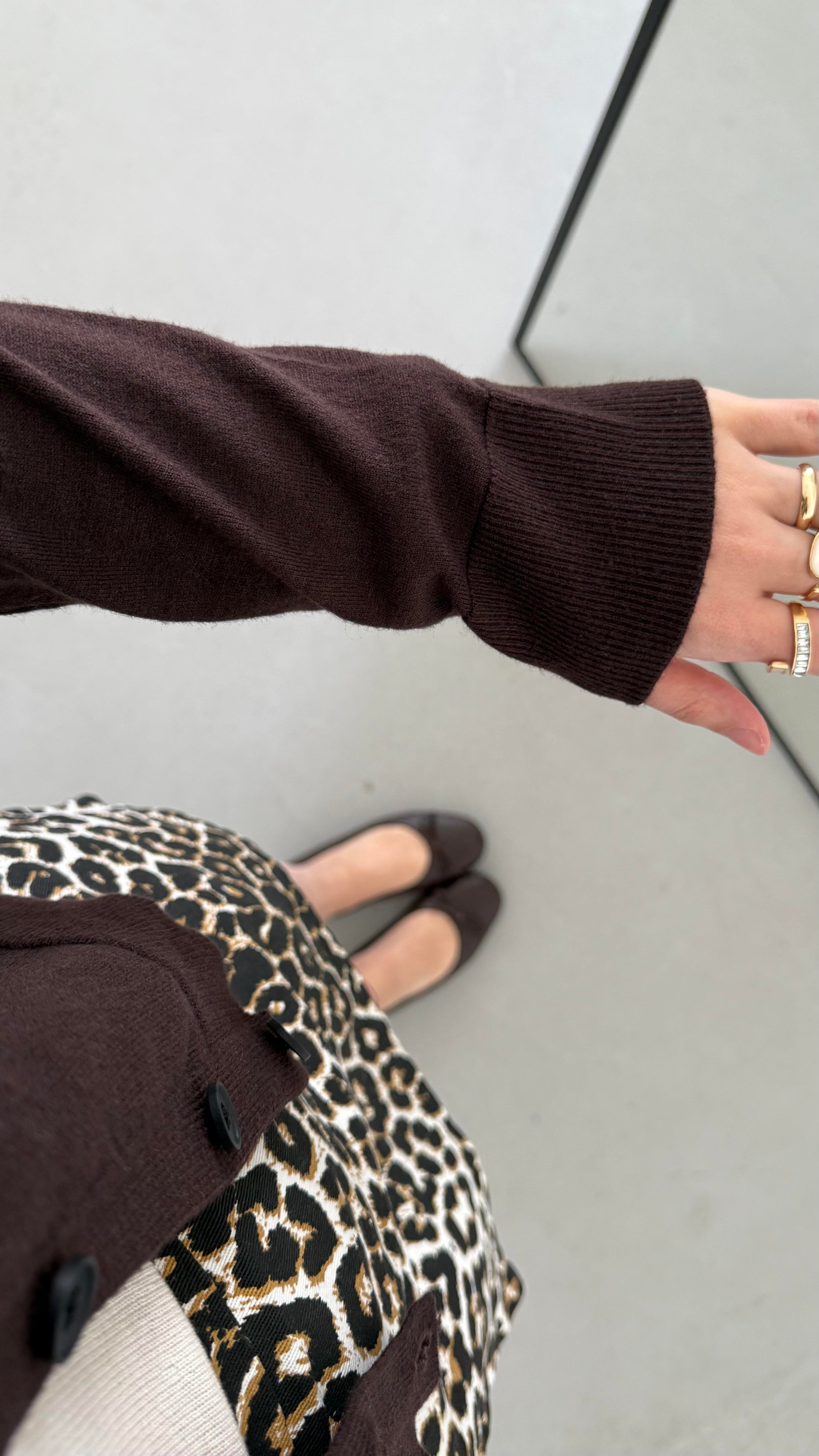 Mad Acı Kahve Dokulu Basıc Triko Hırka