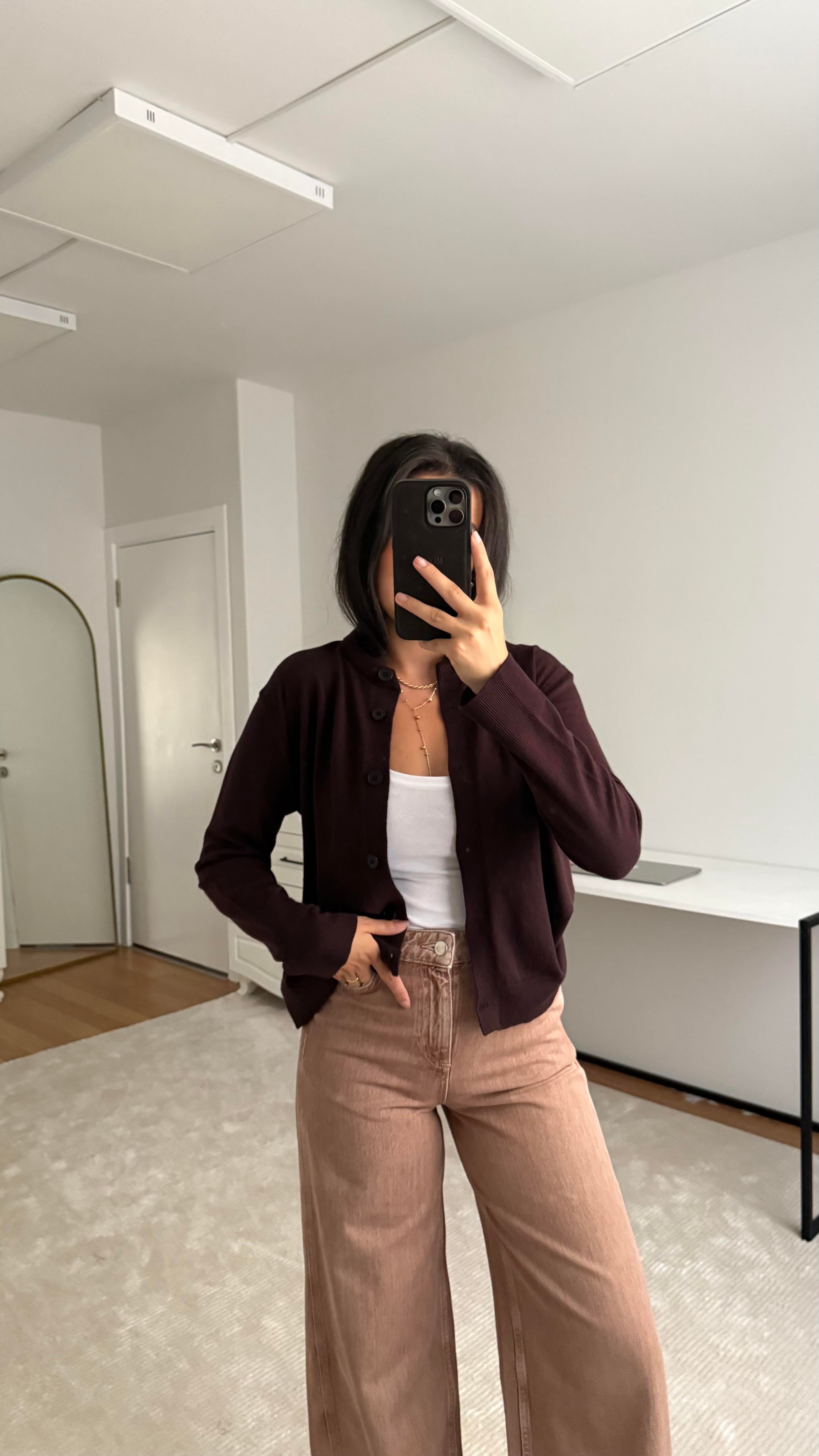 Mad Acı Kahve Dokulu Basıc Triko Hırka