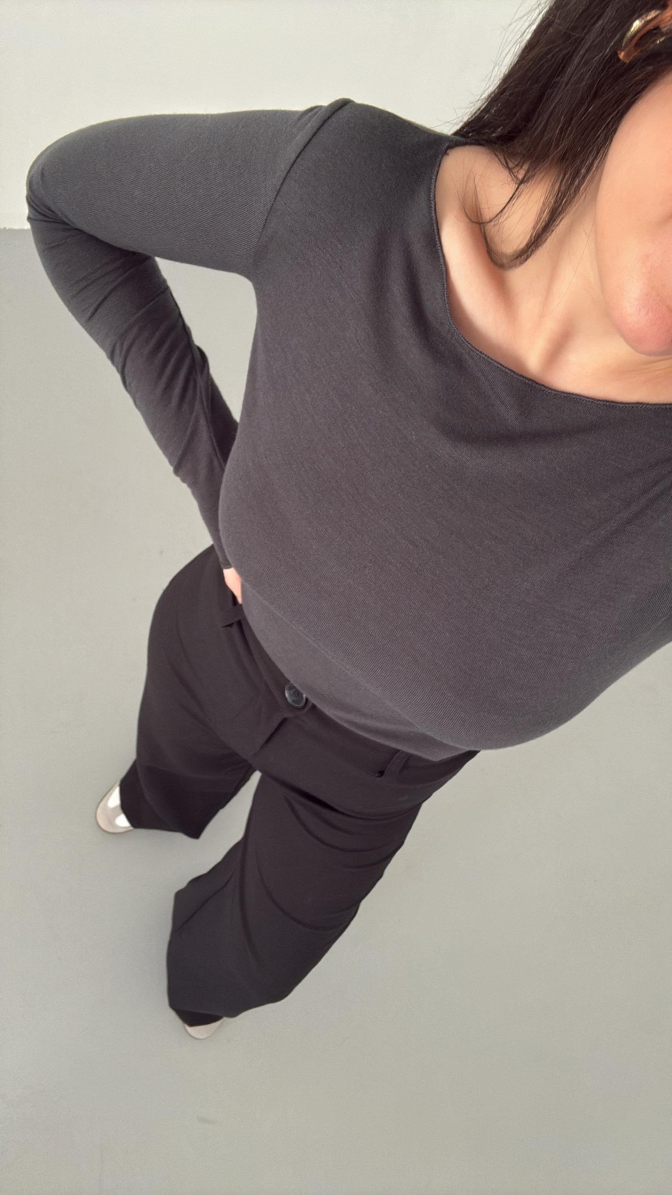 Mad Antrasit Kaşmir Karışımlı Basıc Bluz