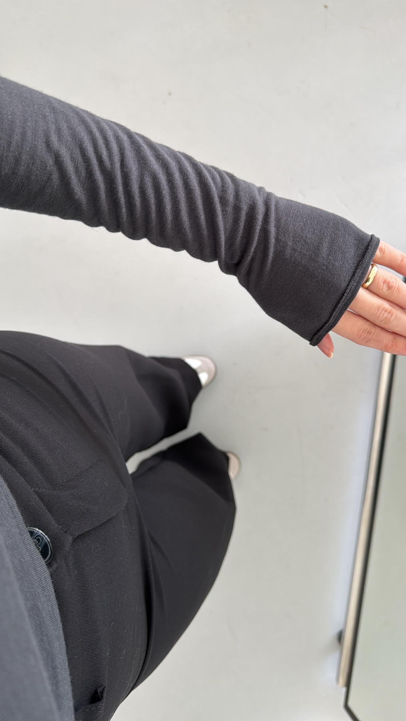 Mad Antrasit Kaşmir Karışımlı Basıc Bluz