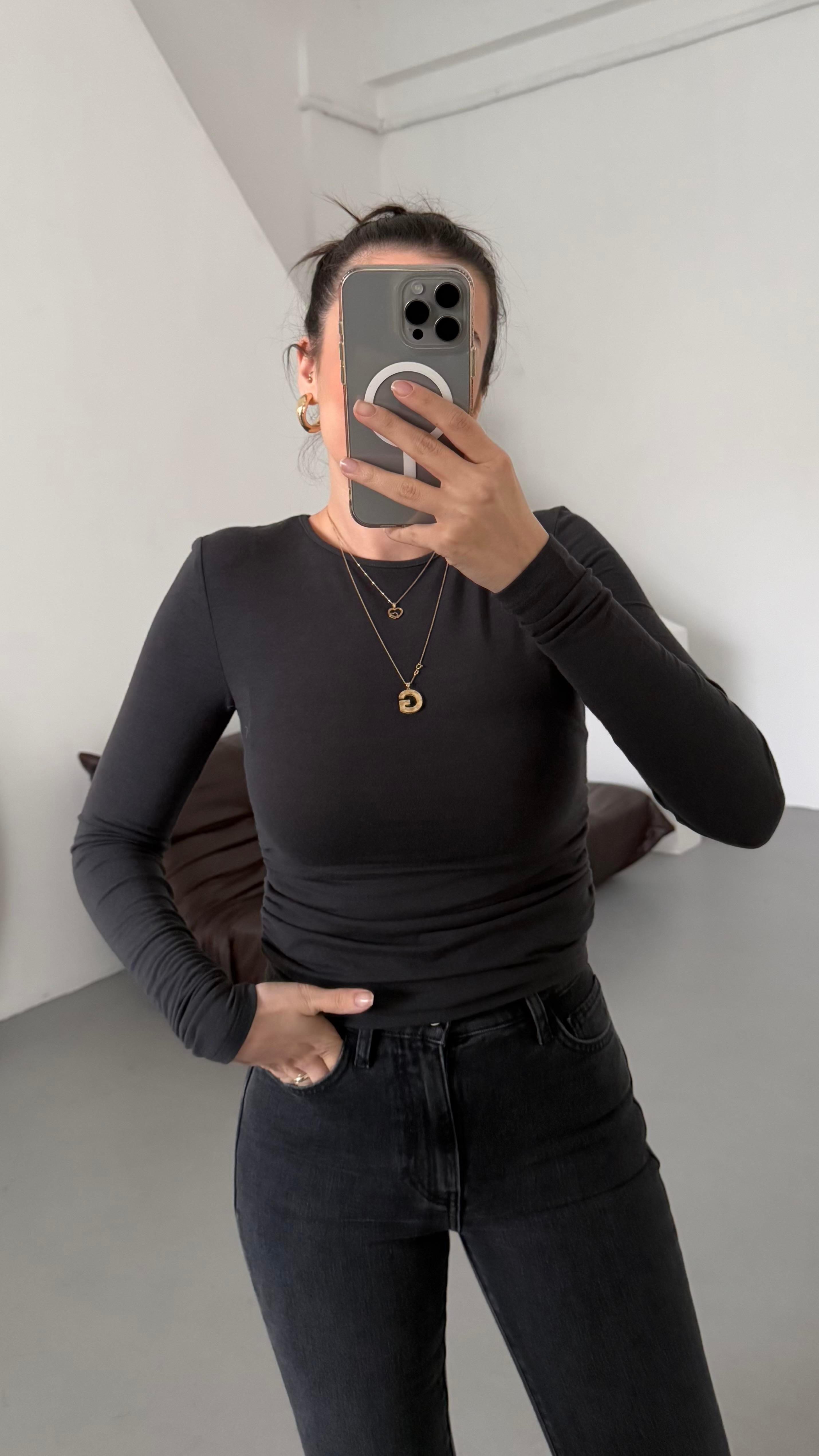 Mad Antrasit Kaşmir Karışımlı Drapeli Bluz