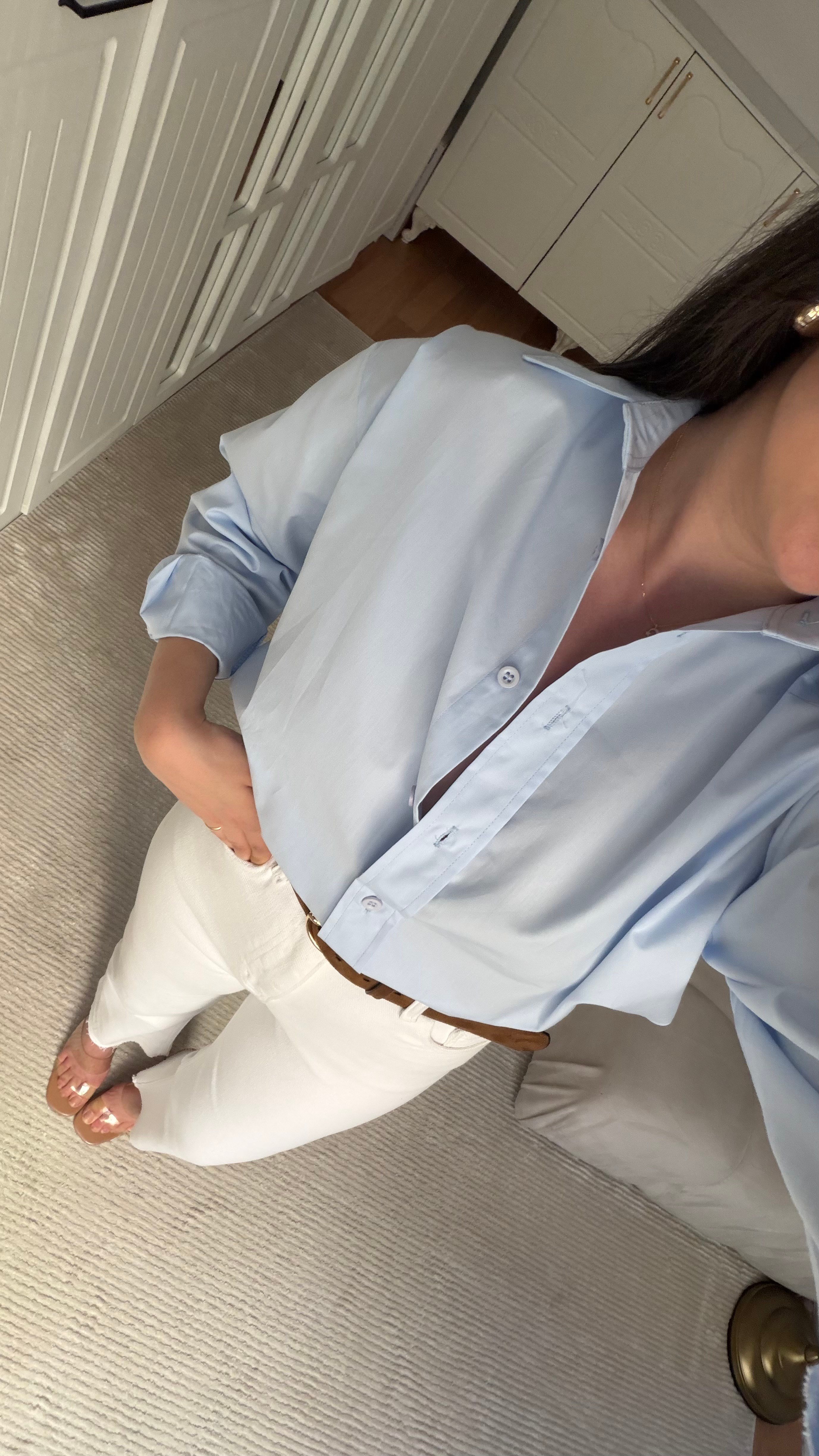 Mad Bebe Mavisi Oversize Keten Gömlek
