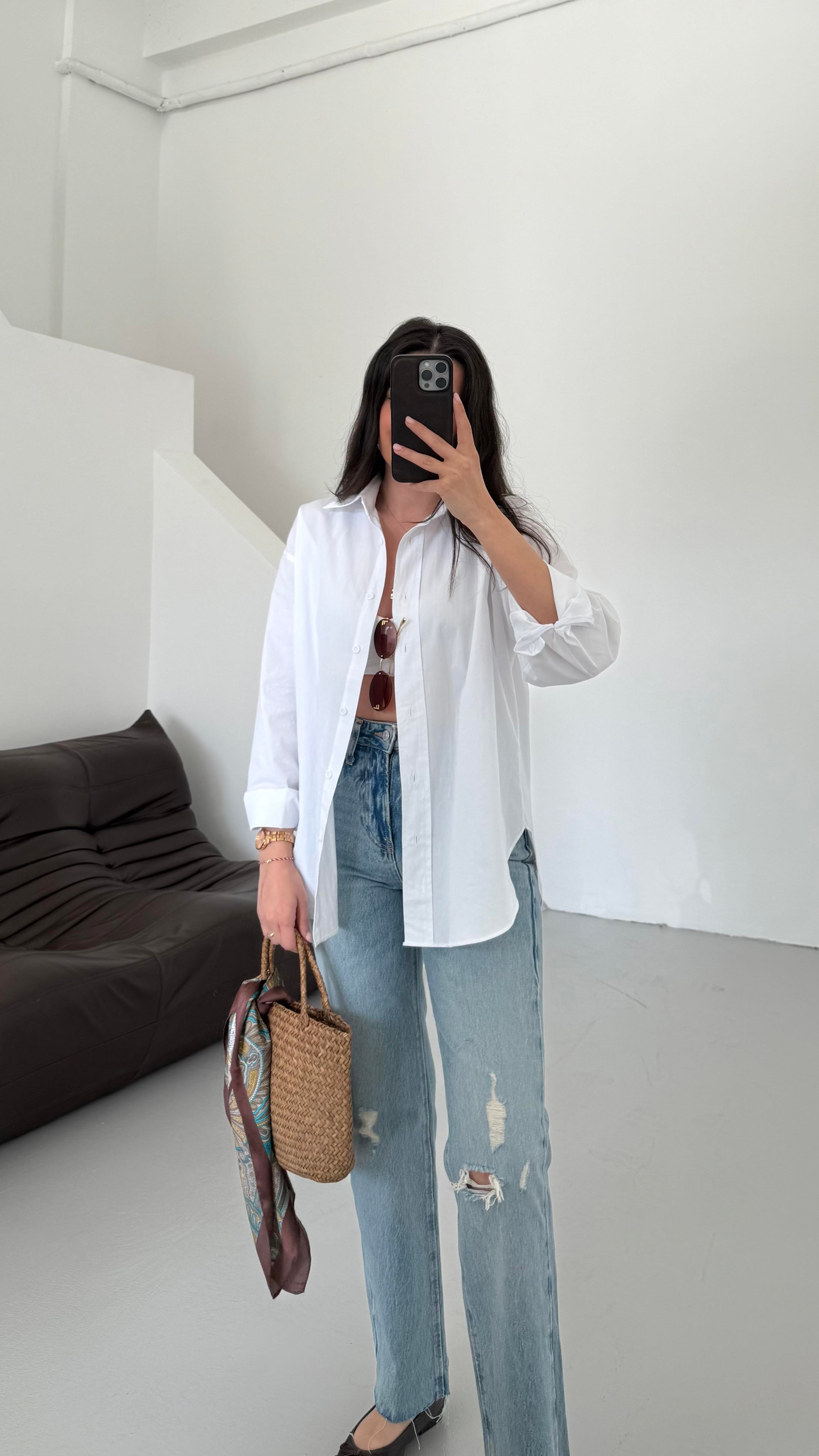 Mad Beyaz Basıc Poplin Gömlek