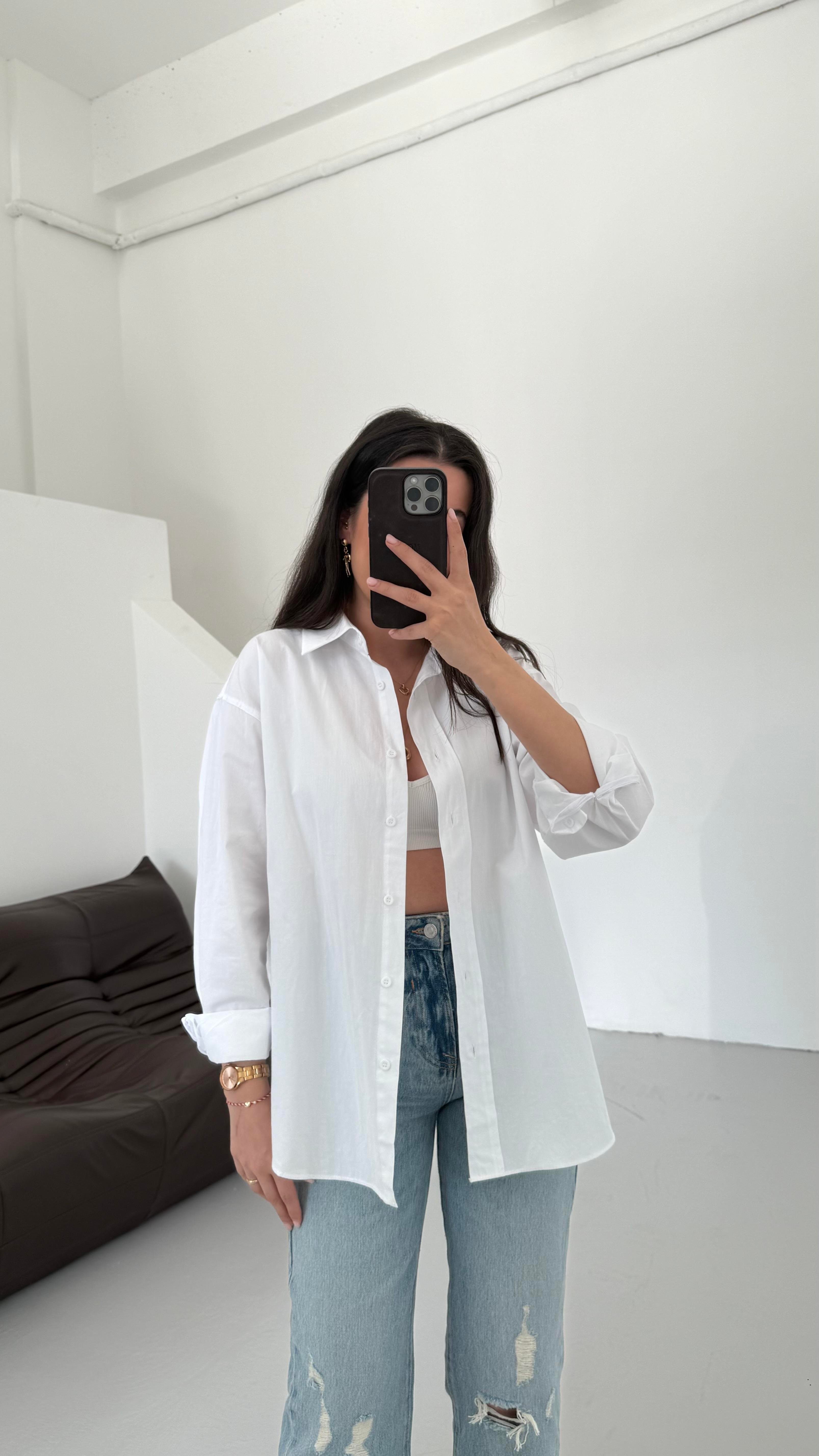 Mad Beyaz Basıc Poplin Gömlek