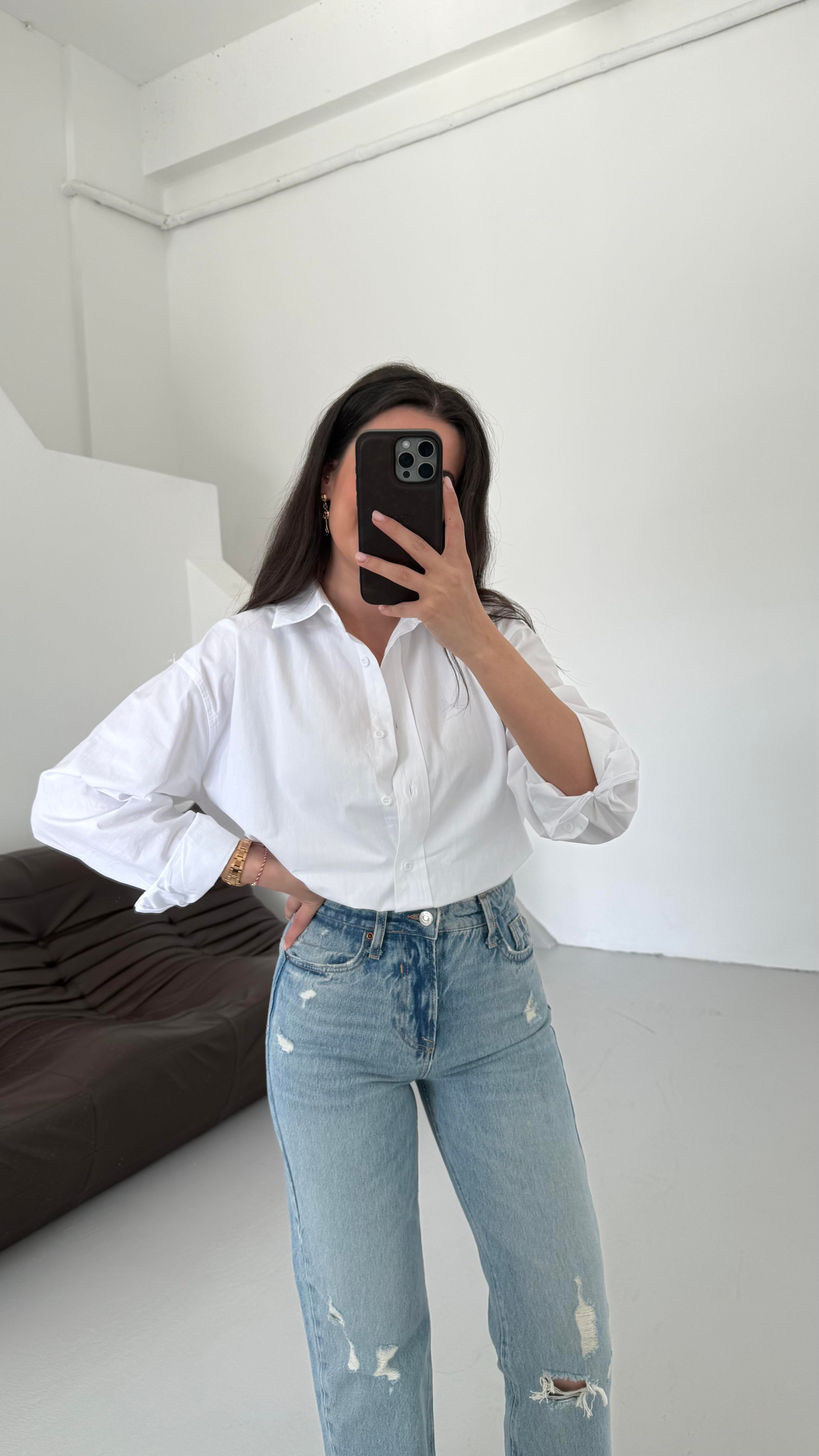 Mad Beyaz Basıc Poplin Gömlek