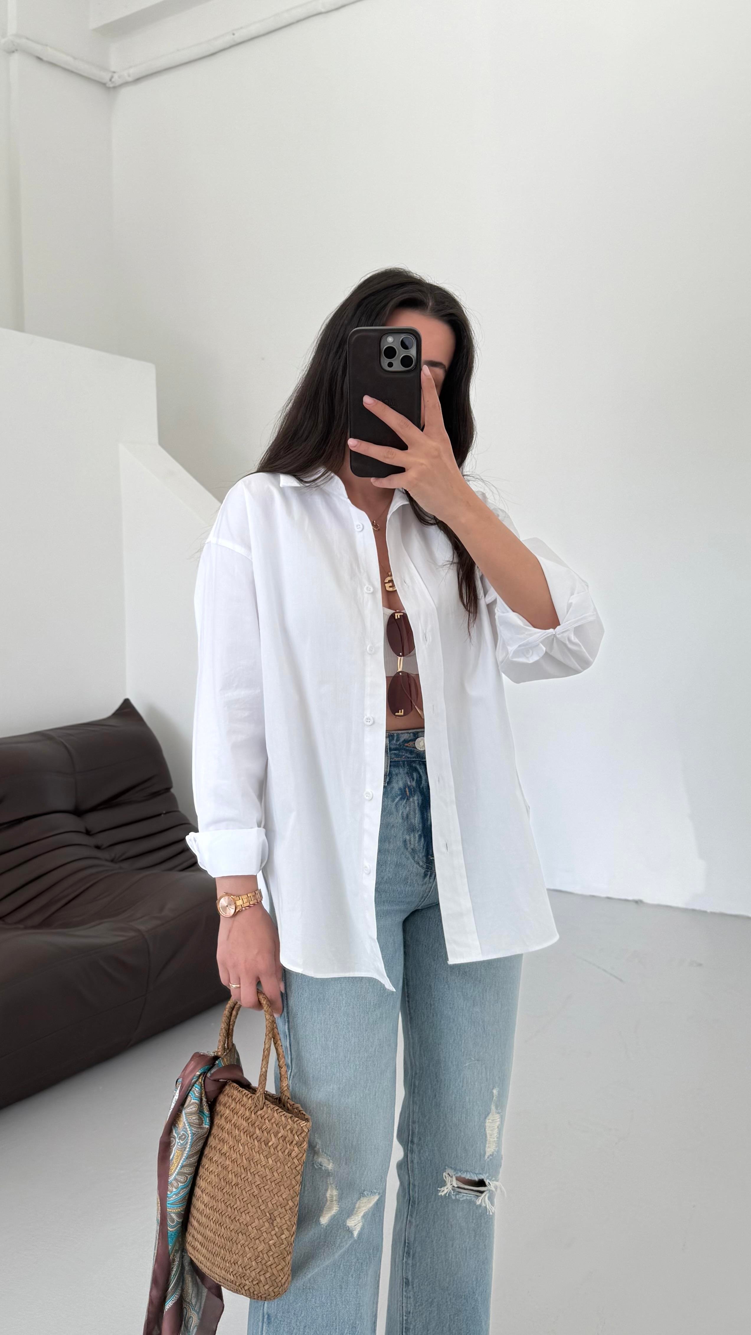 Mad Beyaz Basıc Poplin Gömlek