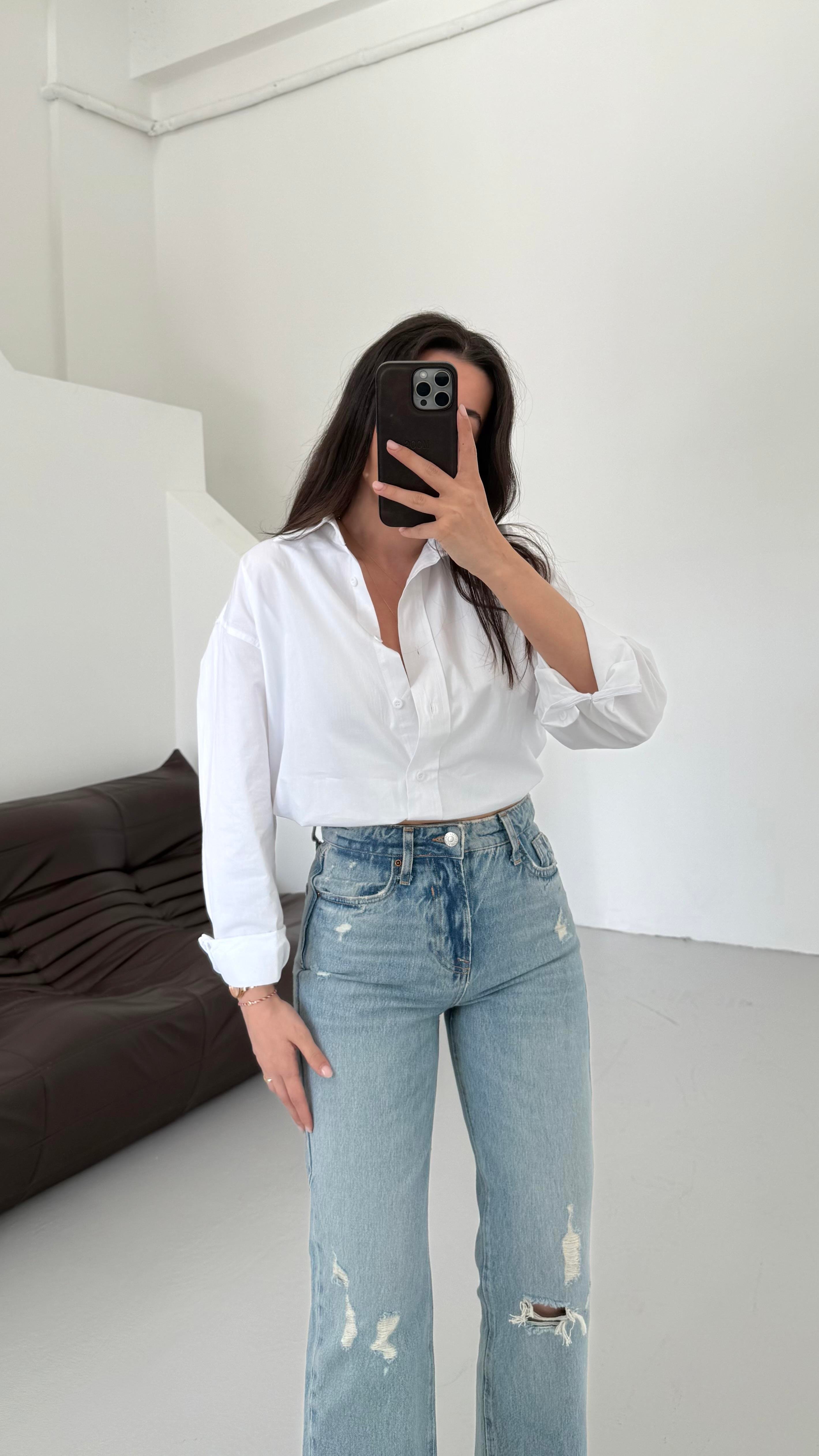 Mad Beyaz Basıc Poplin Gömlek