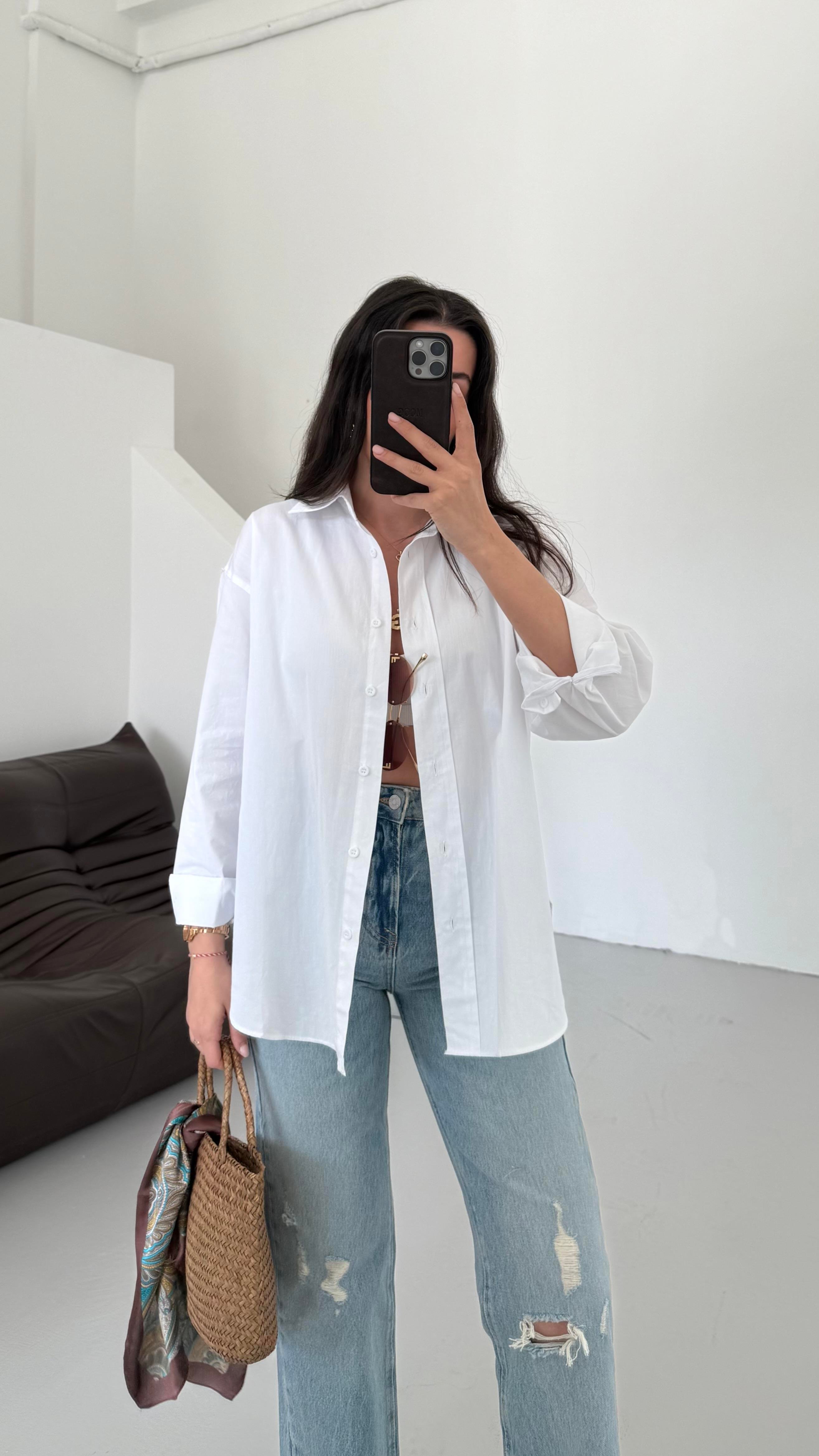 Mad Beyaz Basıc Poplin Gömlek