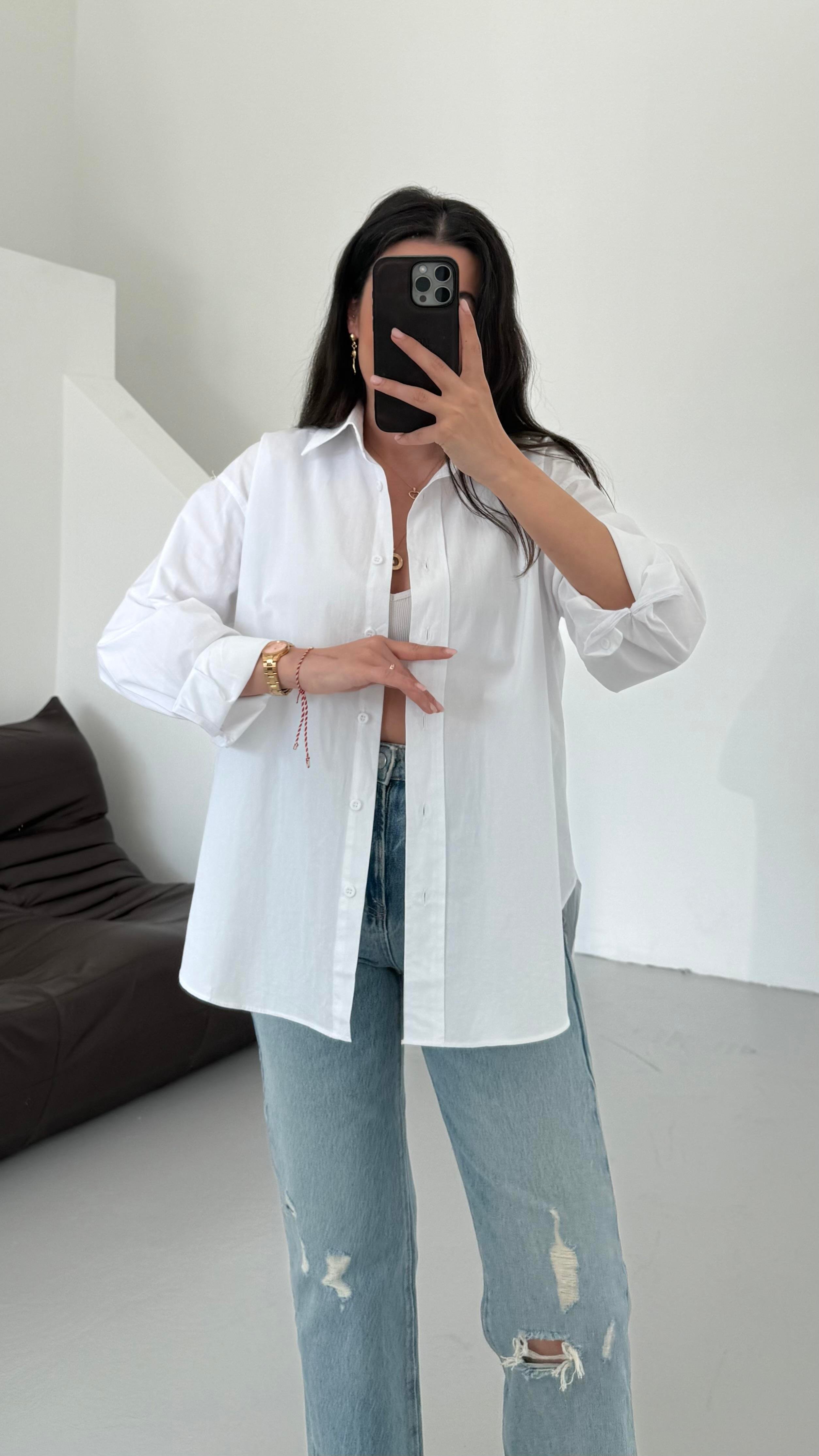 Mad Beyaz Basıc Poplin Gömlek