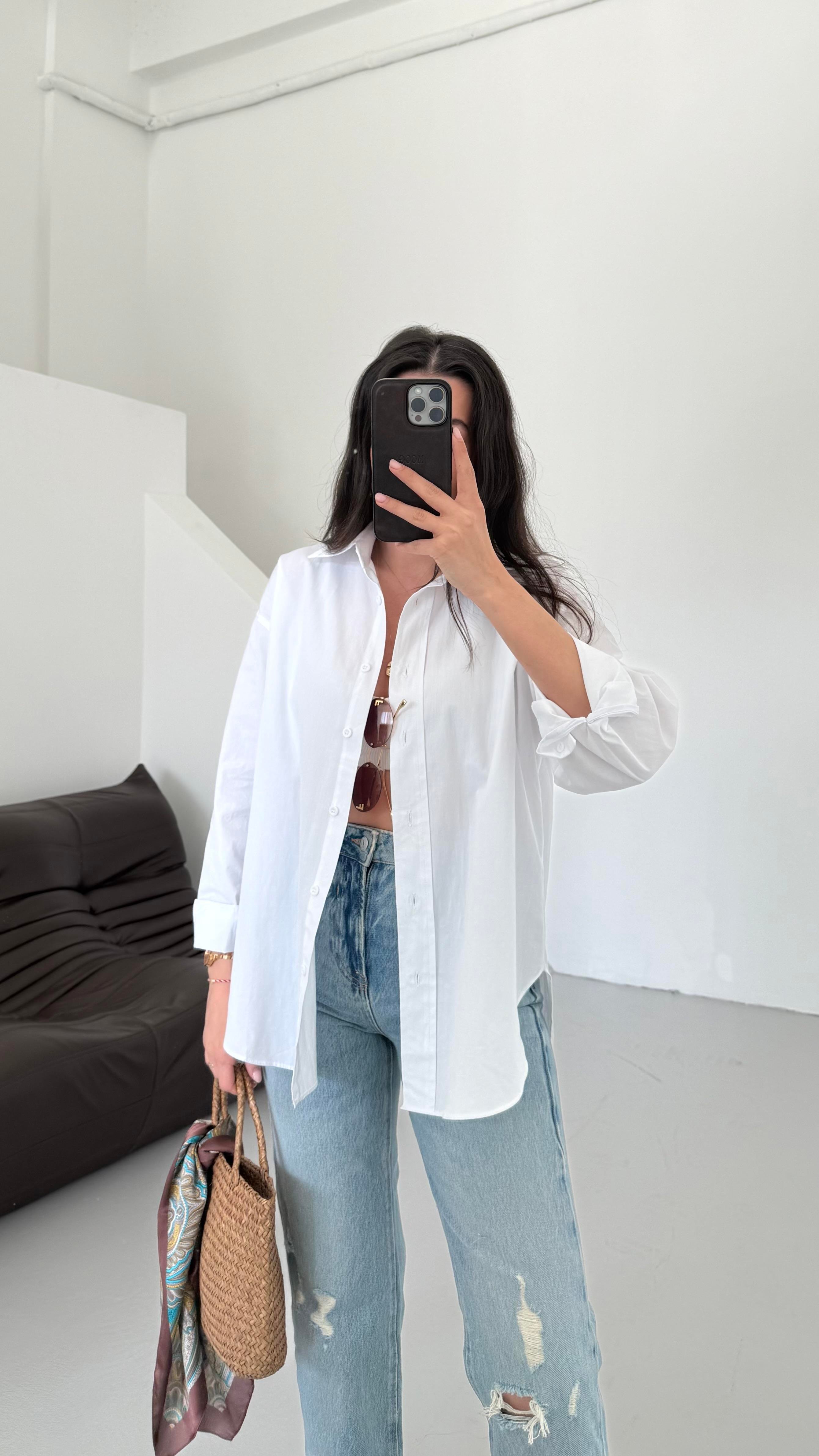 Mad Beyaz Basıc Poplin Gömlek